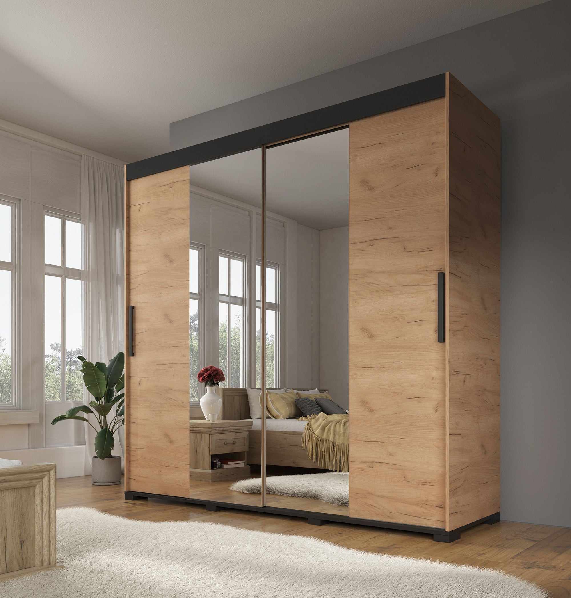 Brazil - Kledingkast met schuifdeuren - Eiken - 200x62x195 cm
