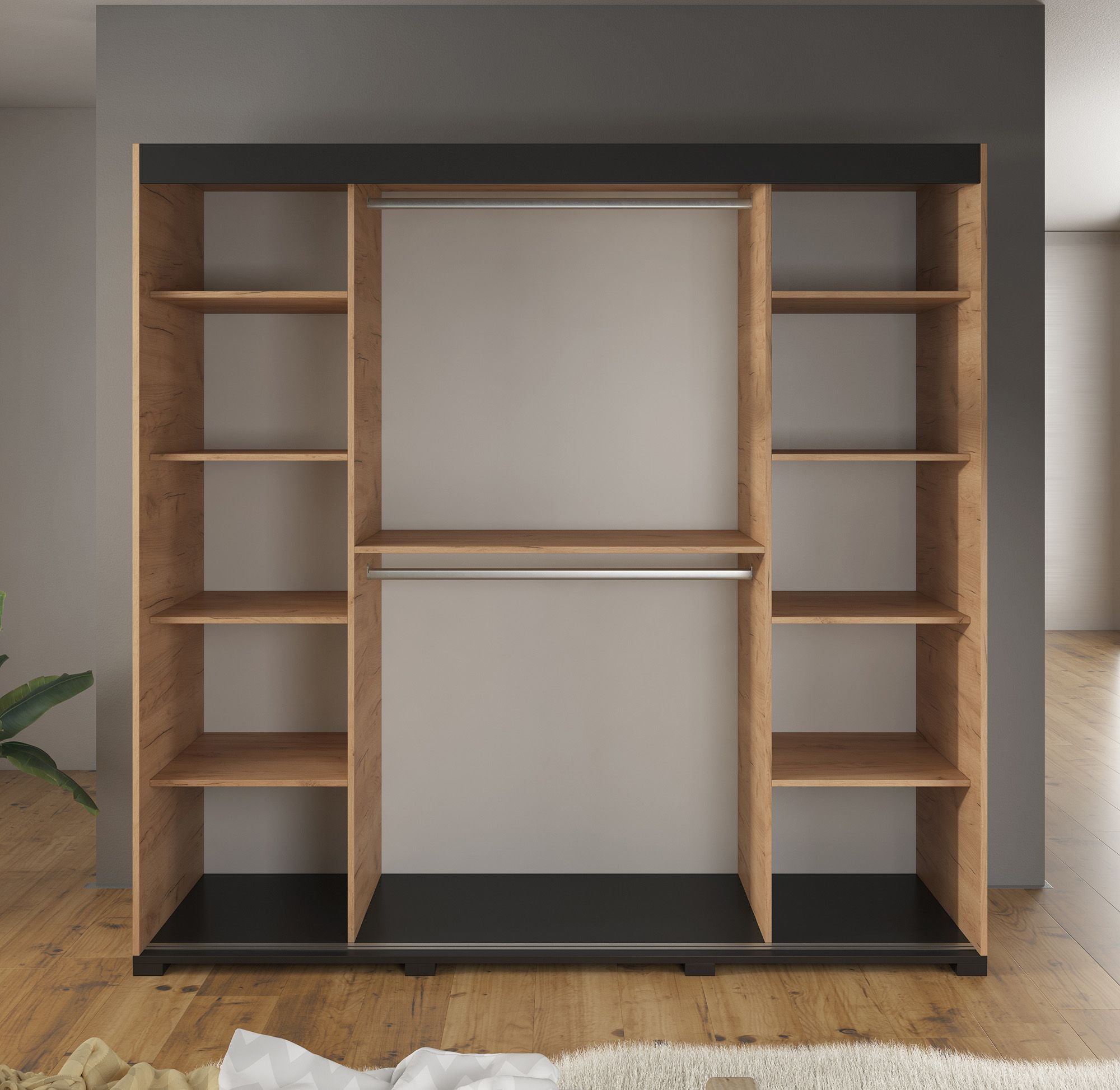 Brazil - Kledingkast met schuifdeuren - Eiken - 200x62x195 cm