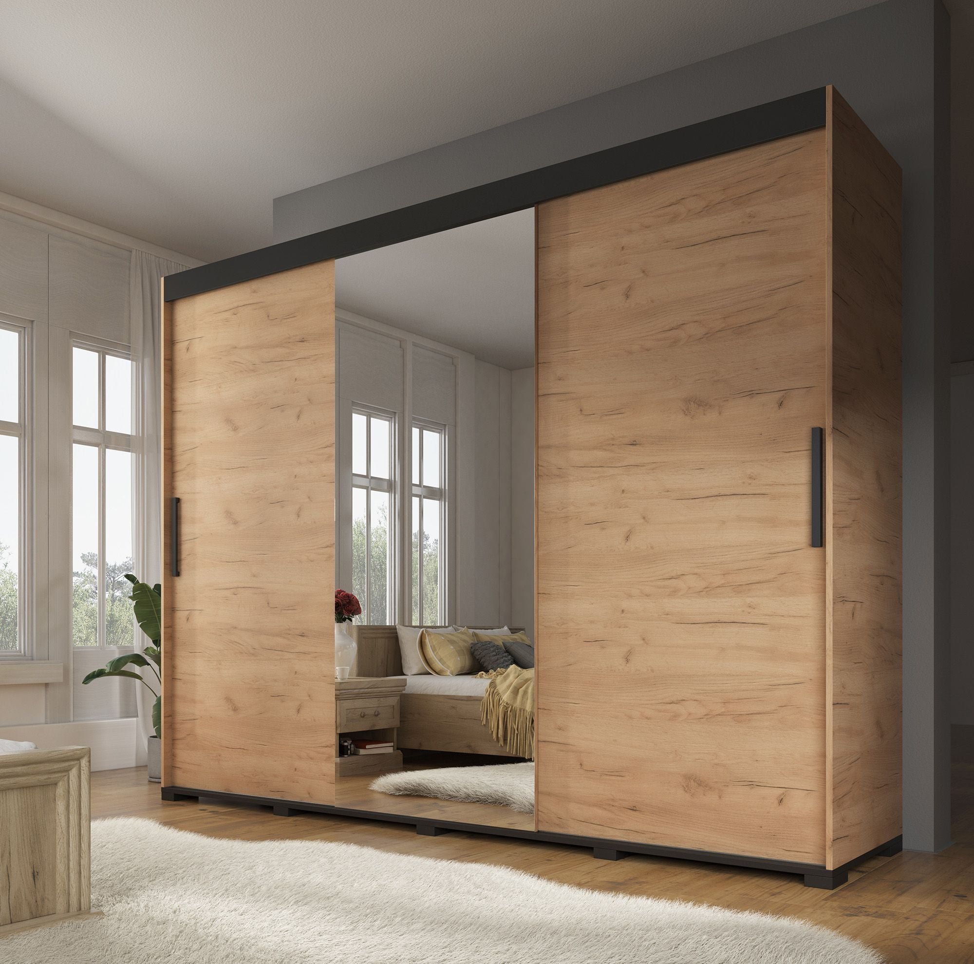 Brazil - Kledingkast met schuifdeuren - Eiken - 250x62x195 cm