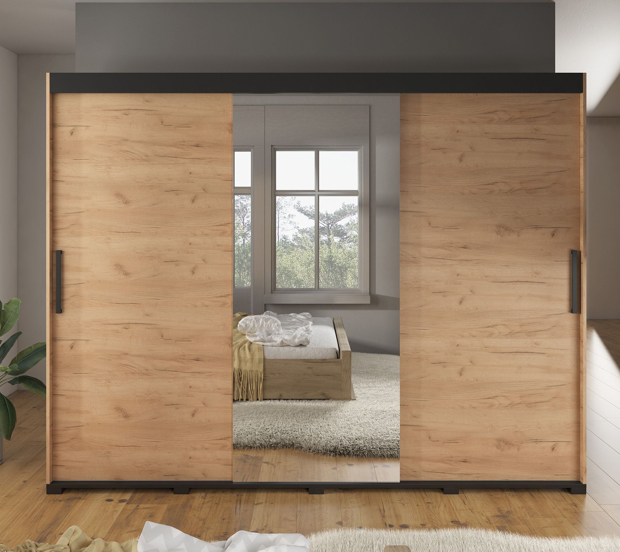 Brazil - Kledingkast met schuifdeuren - Eiken - 250x62x195 cm