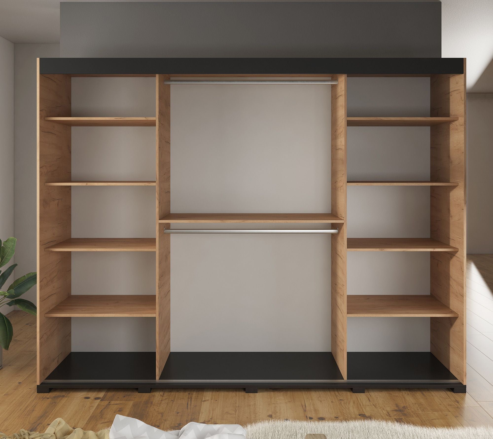 Brazil - Kledingkast met schuifdeuren - Eiken - 250x62x195 cm