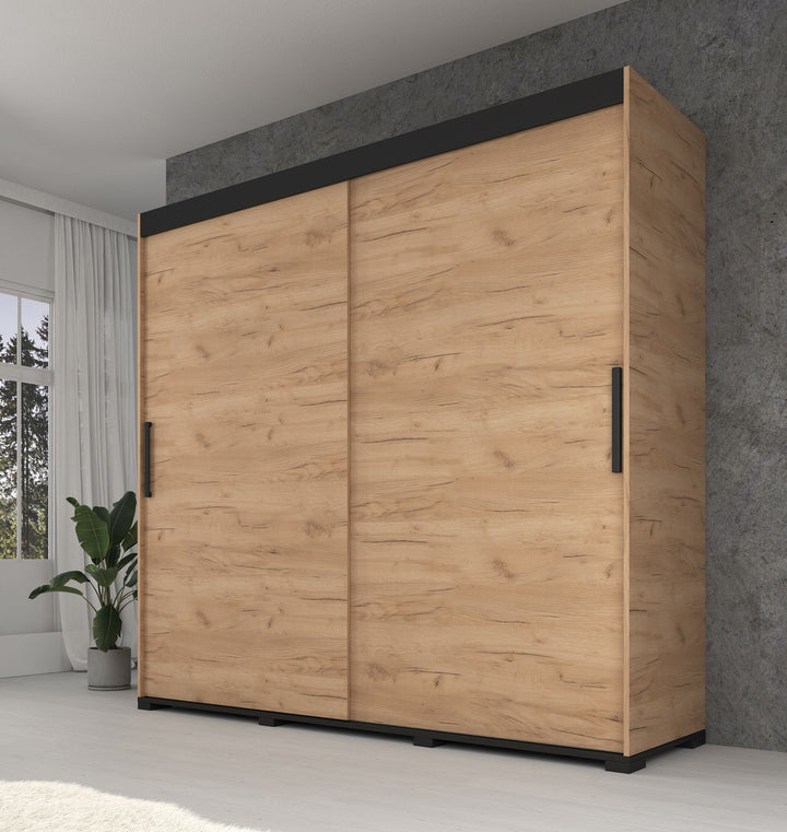 Cairo - Kledingkast met schuifdeuren - Eiken - 200x62x195 cm
