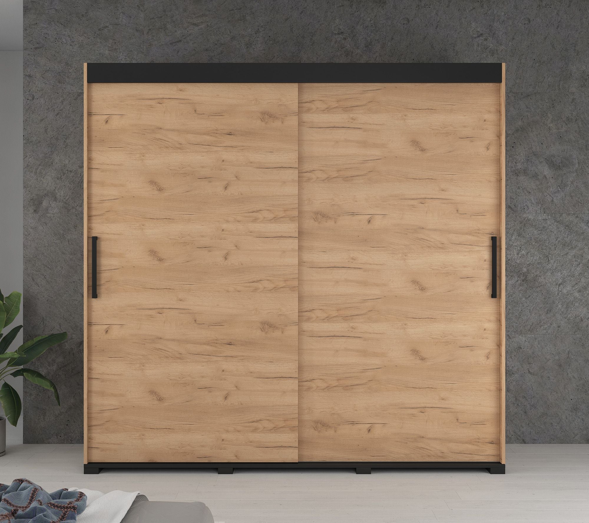 Cairo - Kledingkast met schuifdeuren - Eiken - 200x62x195 cm