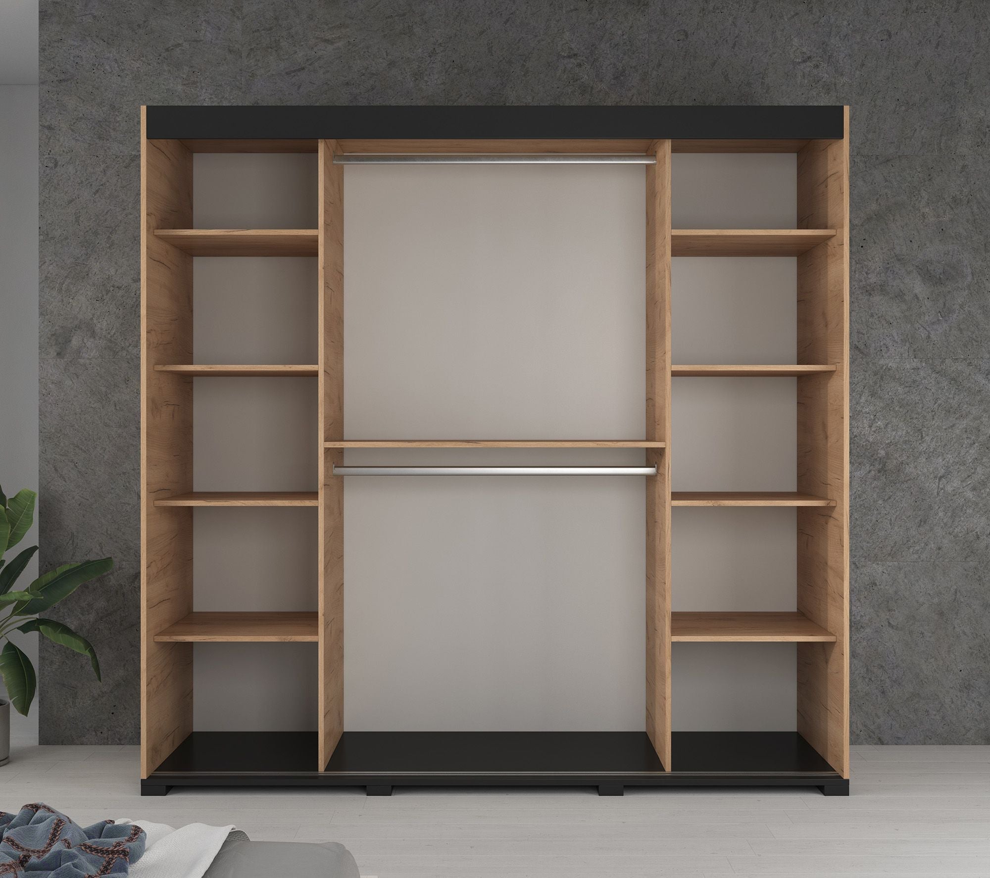 Cairo - Kledingkast met schuifdeuren - Eiken - 200x62x195 cm