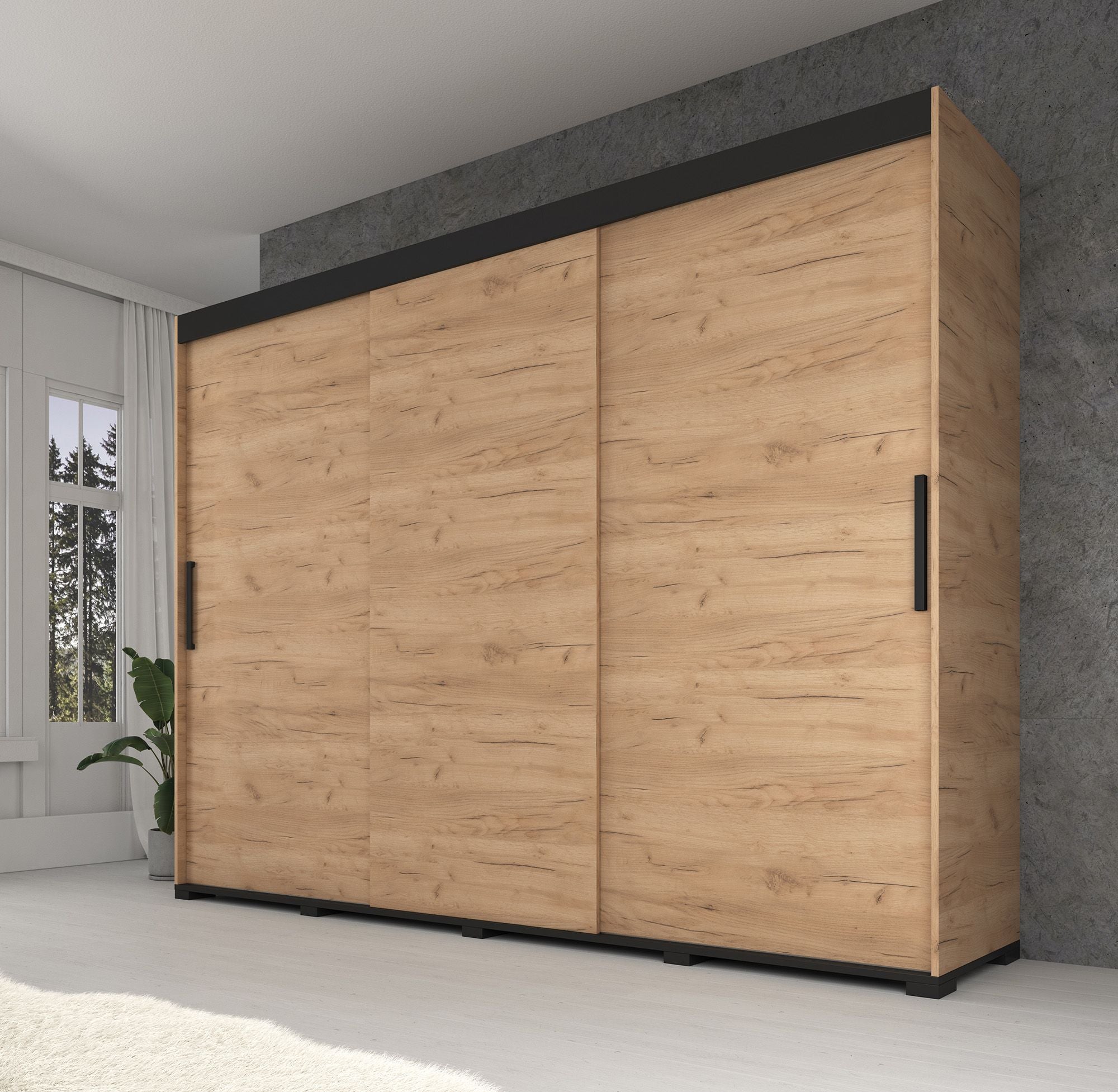 Cairo - Kledingkast met schuifdeuren - Eiken - 200x62x195 cm