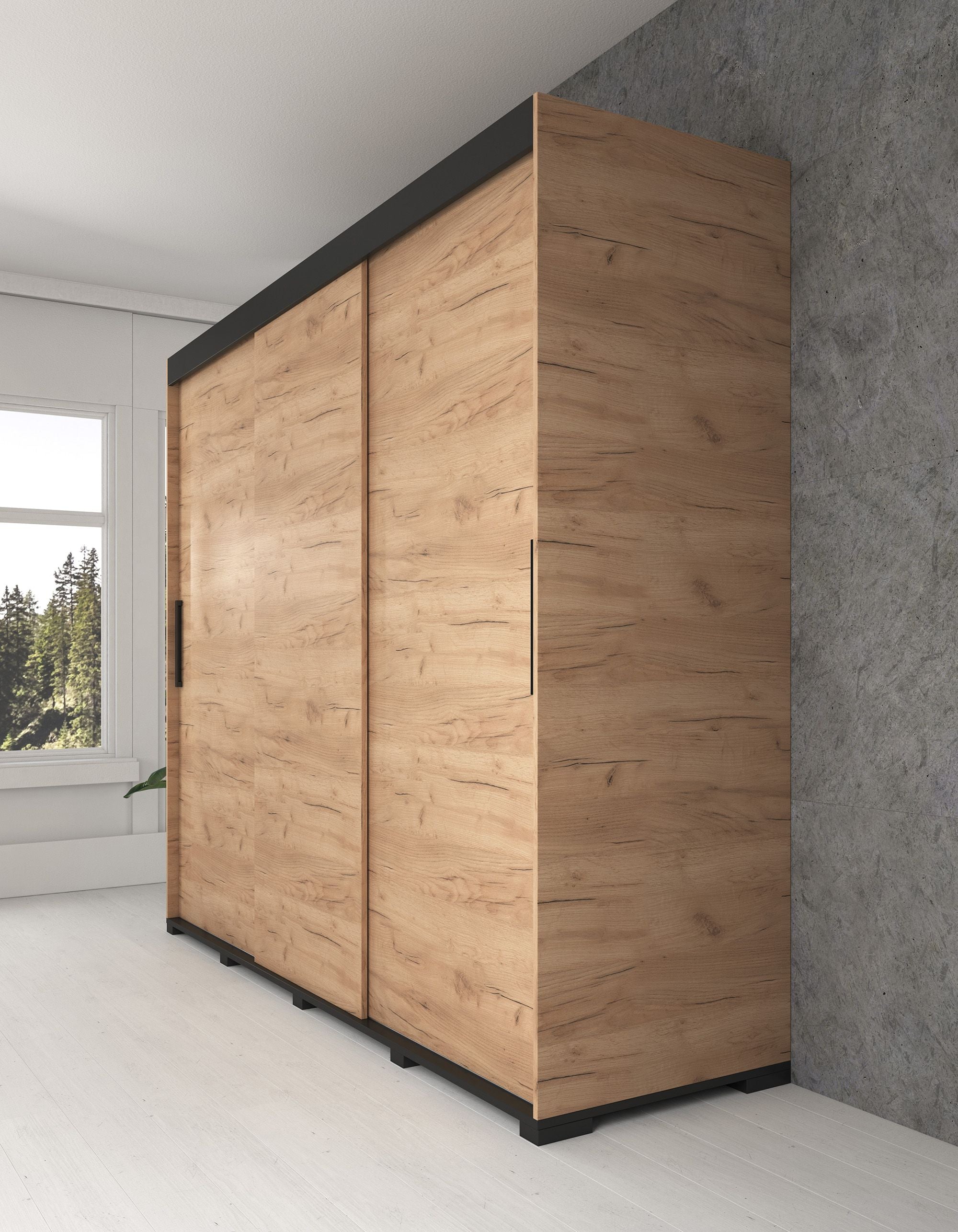 Cairo - Kledingkast met schuifdeuren - Eiken - 200x62x195 cm