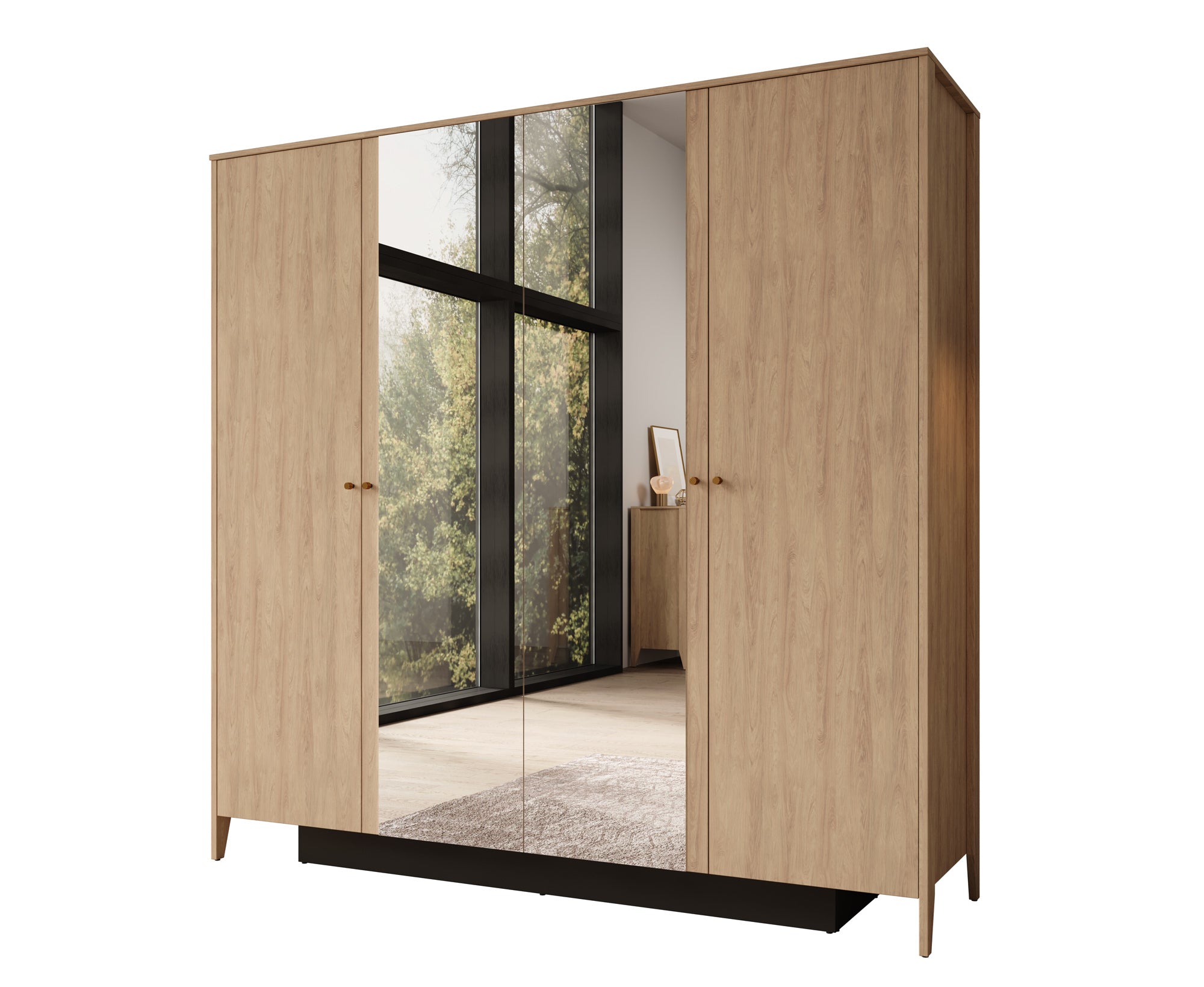 Cody - Kledingkast 4-deurs - Eiken - 220x60x216 cm