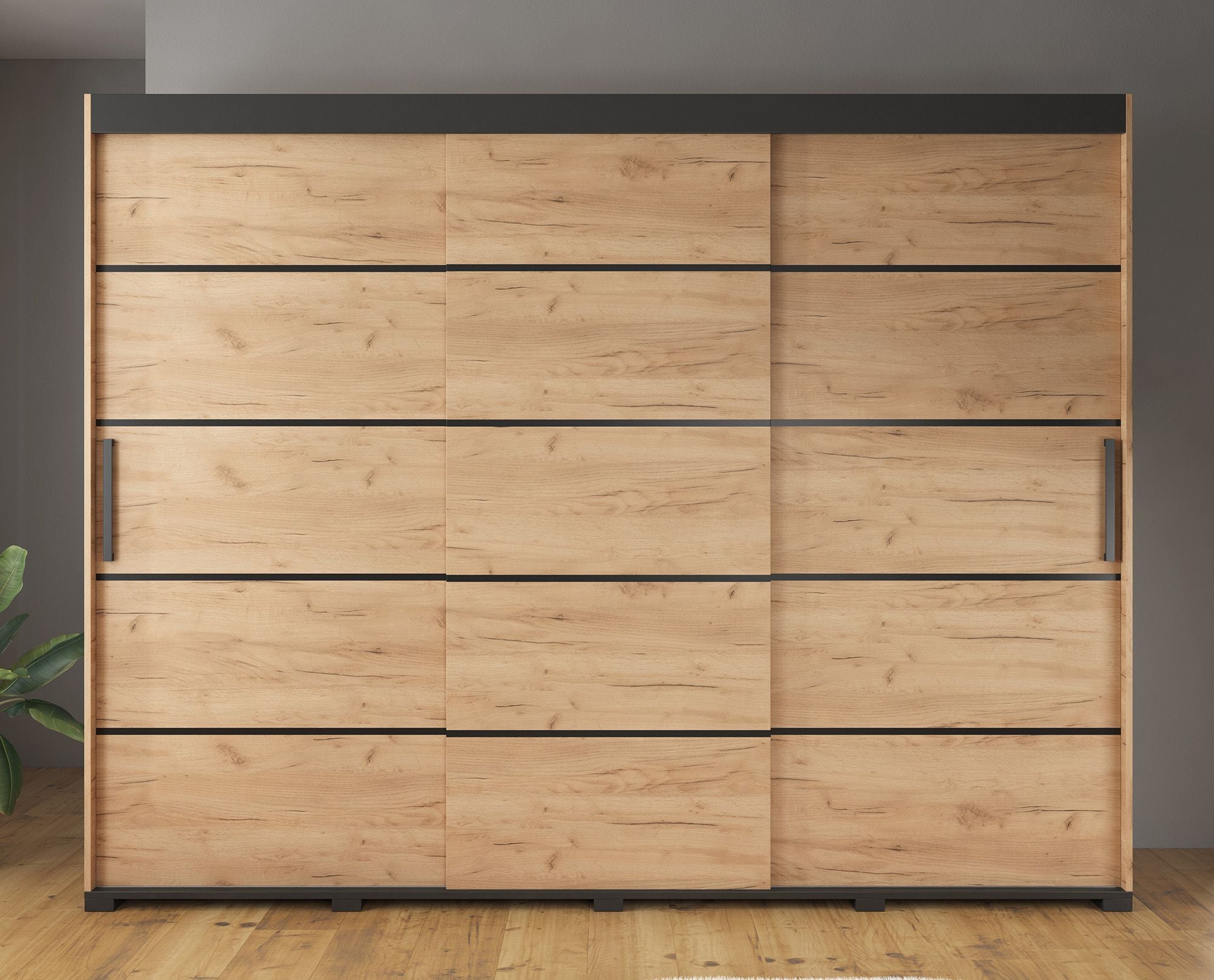 Crown - Kledingkast met schuifdeuren - Eiken - 250x62x195 cm