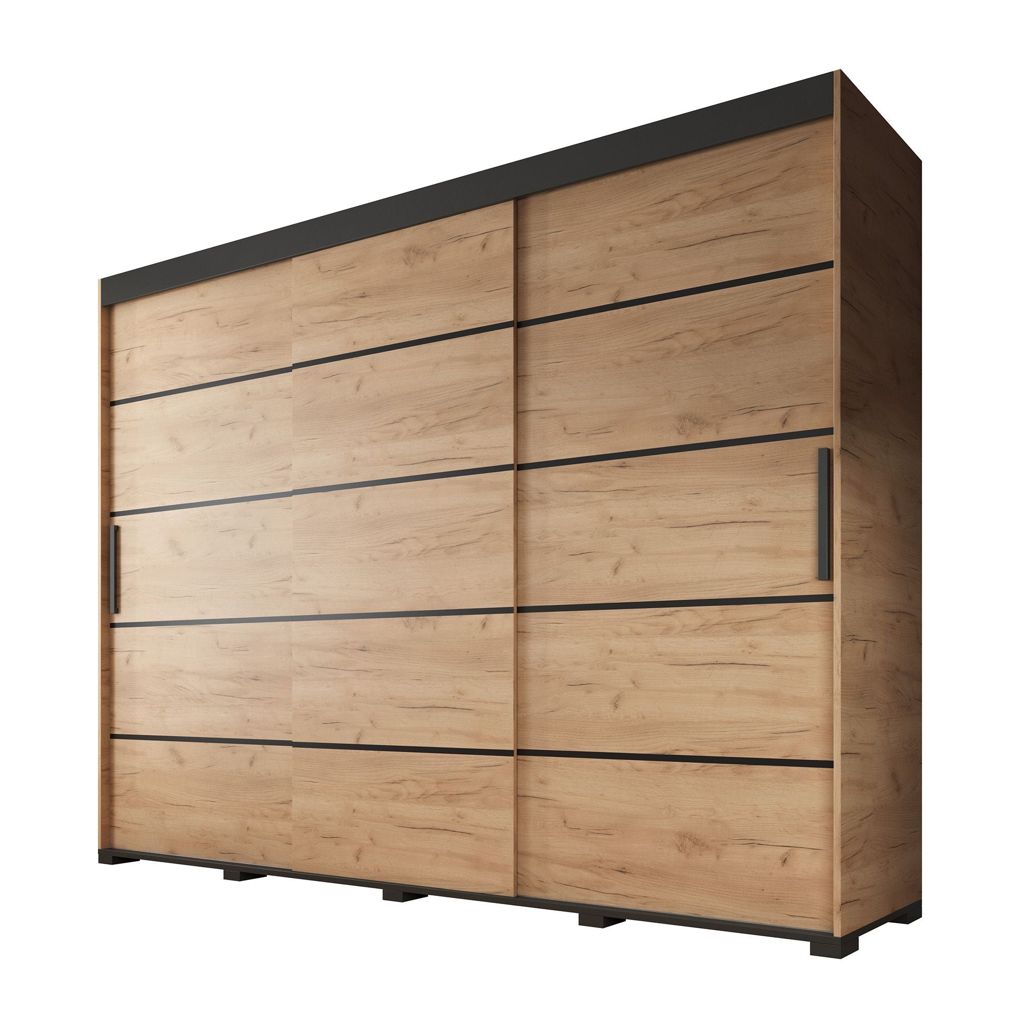 Crown - Kledingkast met schuifdeuren - Eiken - 250x62x195 cm