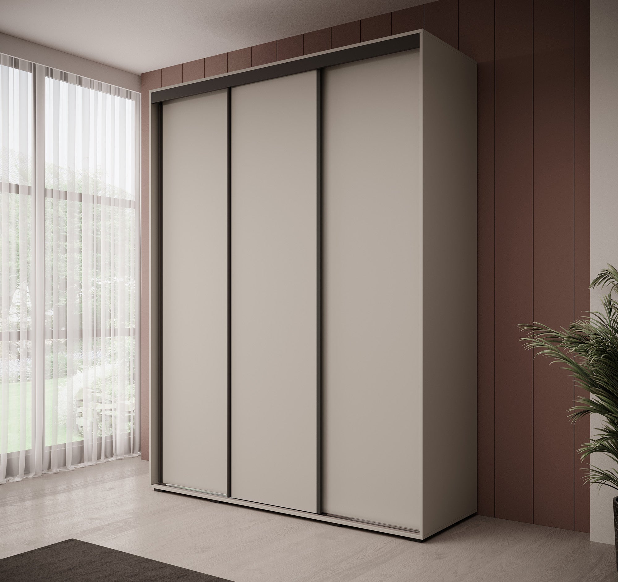 Delos 1 - Kledingkast met schuifdeuren - Beige - 180x60x235 cm