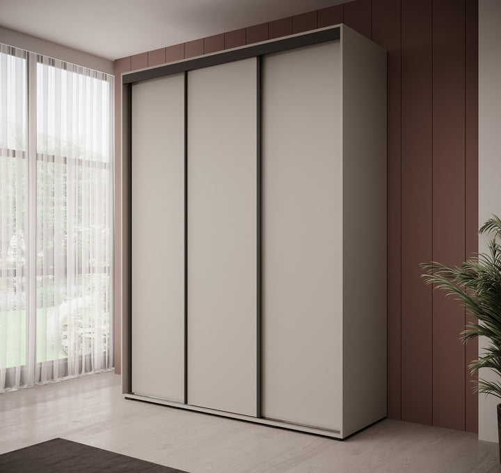 Delos 1 - Kledingkast met schuifdeuren - Beige - 180x60x235 cm