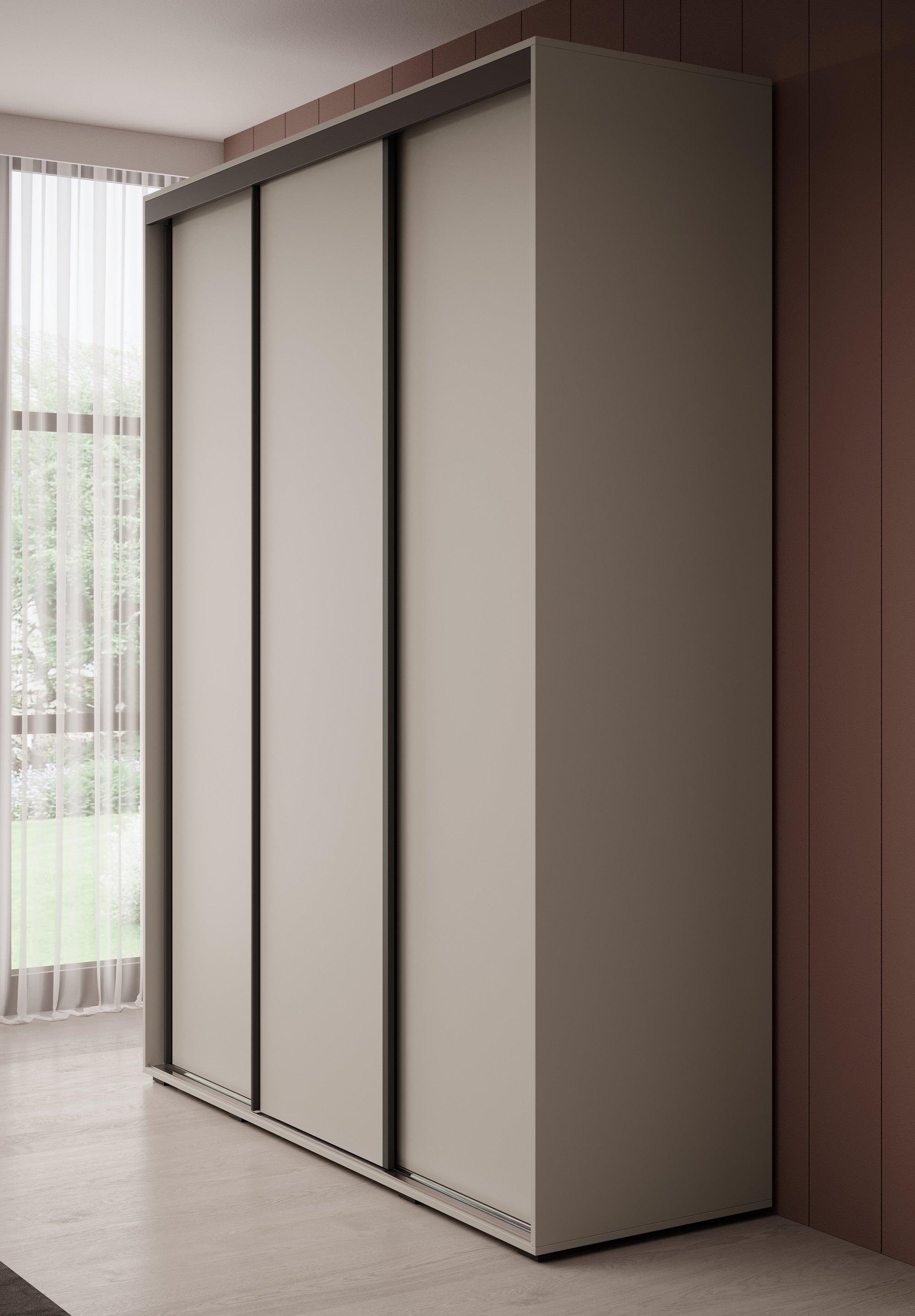 Delos 1 - Kledingkast met schuifdeuren - Beige - 180x60x235 cm