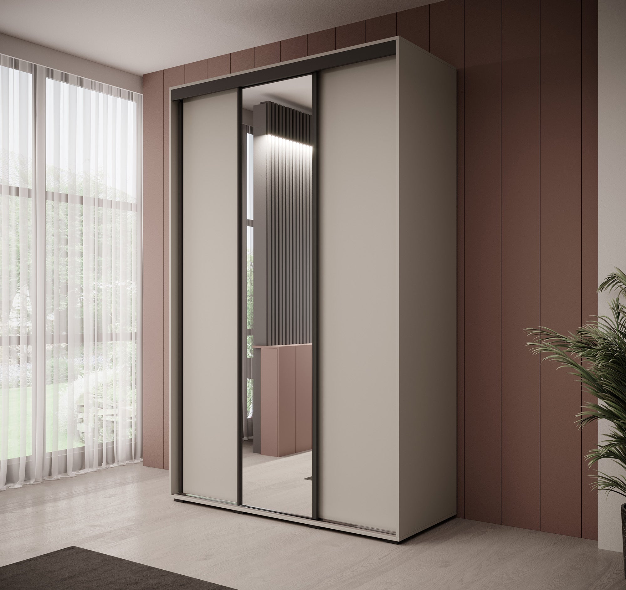 Delos 3 - Kledingkast met schuifdeuren - Beige - 150x60x235 cm