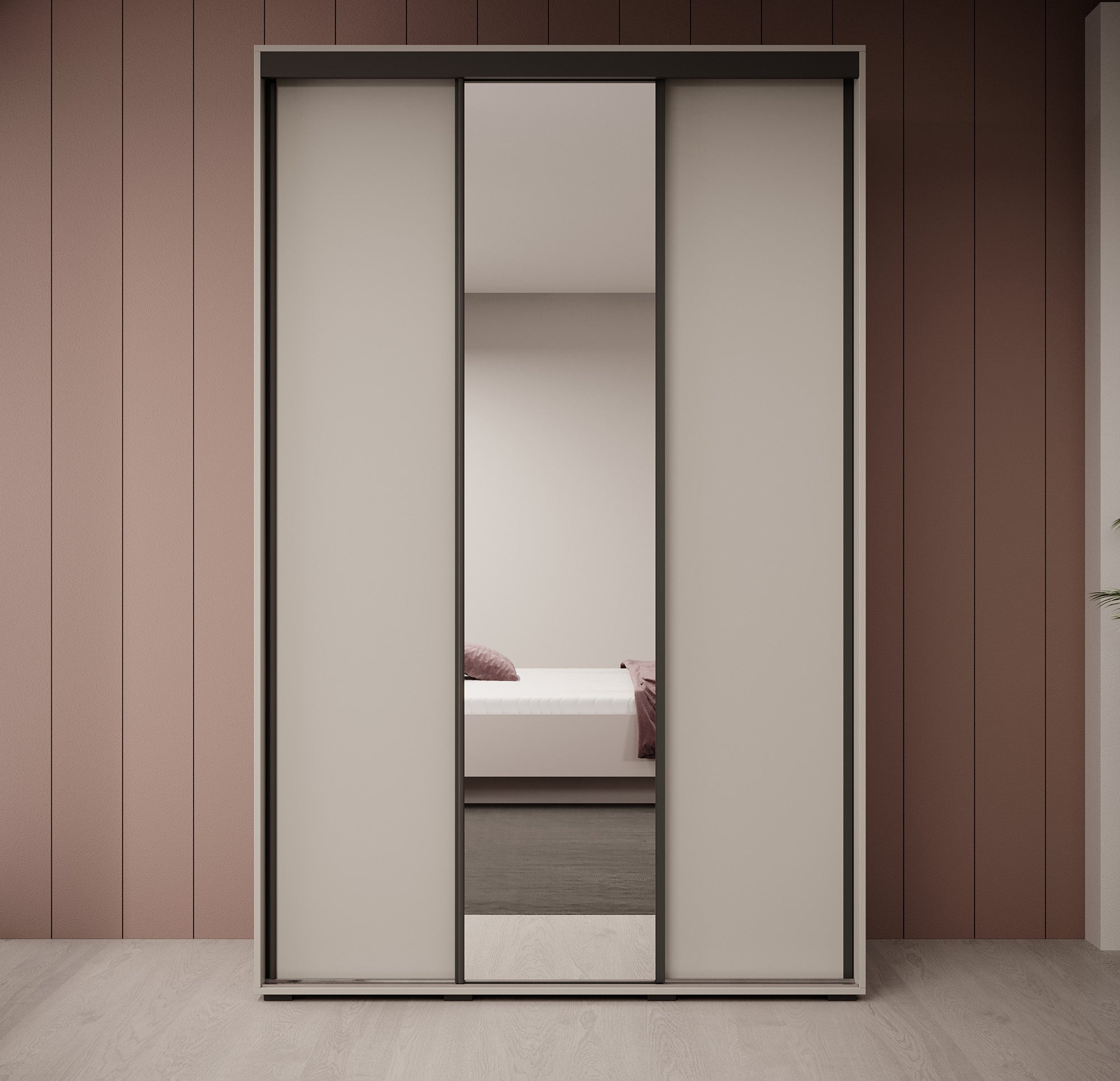 Delos 3 - Kledingkast met schuifdeuren - Beige - 150x60x235 cm