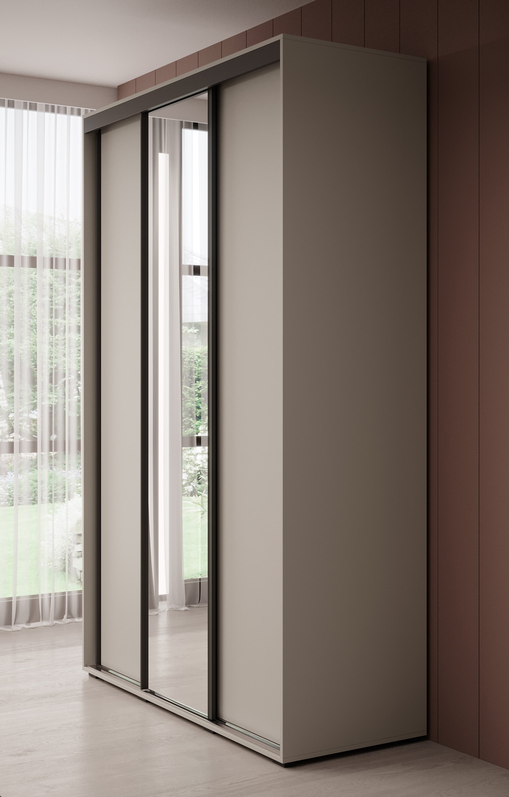 Delos 3 - Kledingkast met schuifdeuren - Beige - 150x60x235 cm