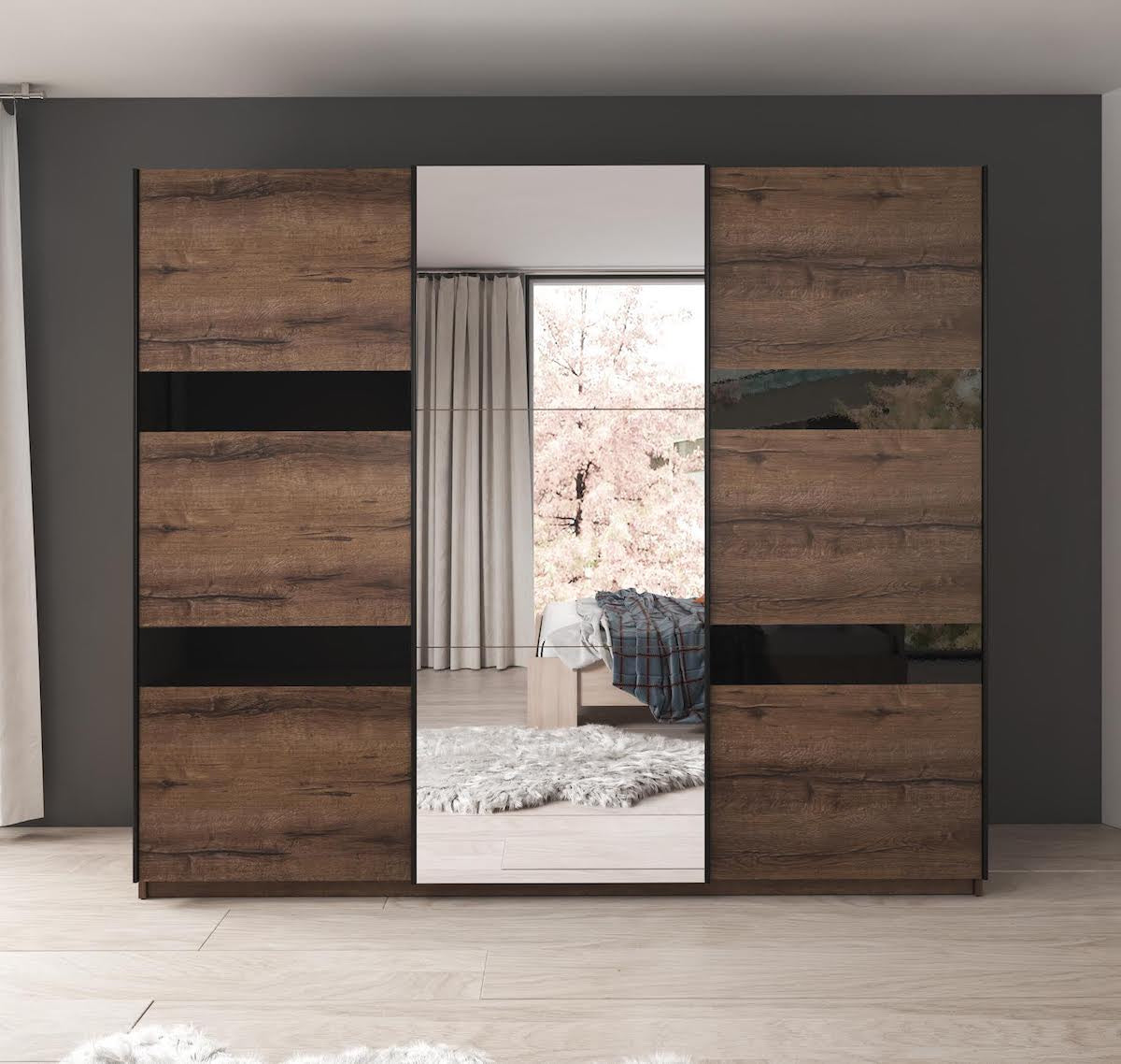 Diplo - Kledingkast met schuifdeuren - Eiken - 250x69x215 cm