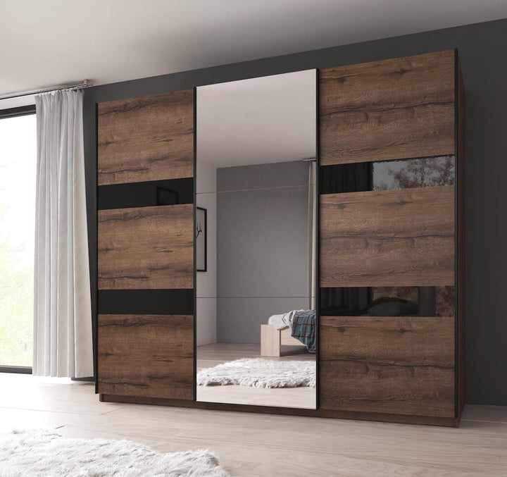 Diplo - Kledingkast met schuifdeuren - Eiken - 250x69x215 cm