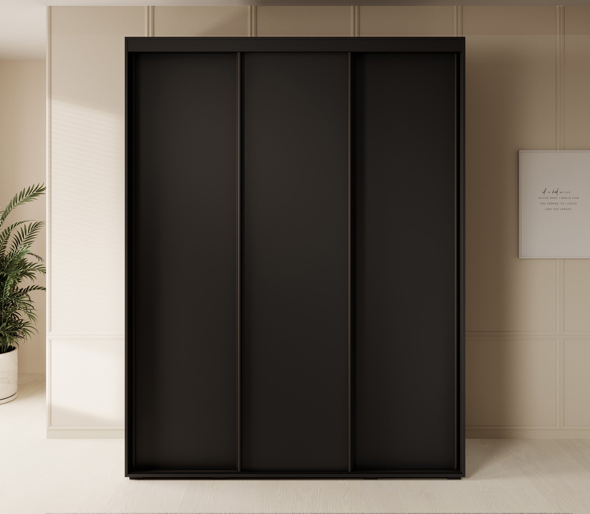 Dreamer - Kledingkast met schuifdeuren - Zwart - 180x60x235 cm