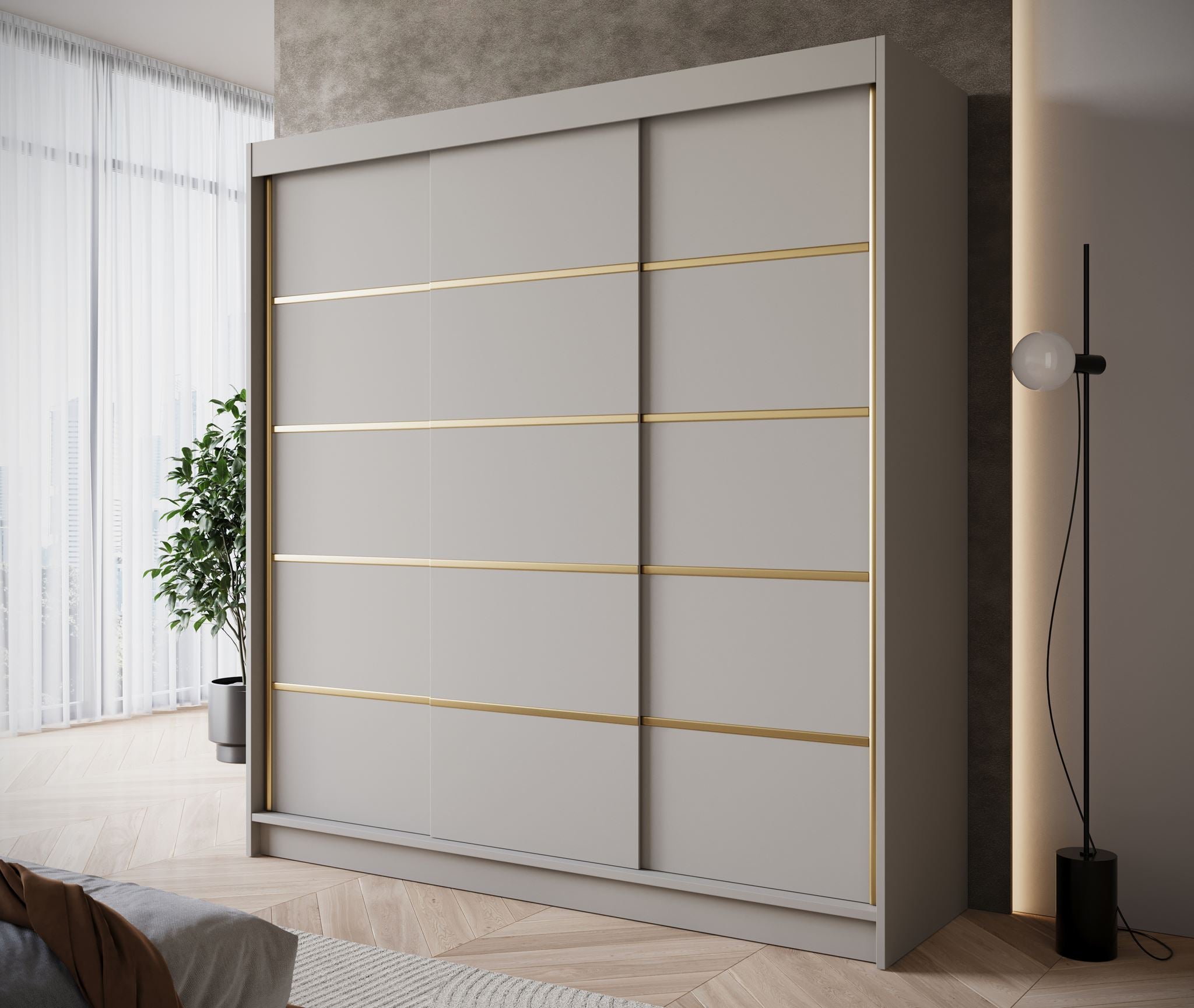 Eagle - Kledingkast met schuifdeuren - Beige - 200x58x215 cm