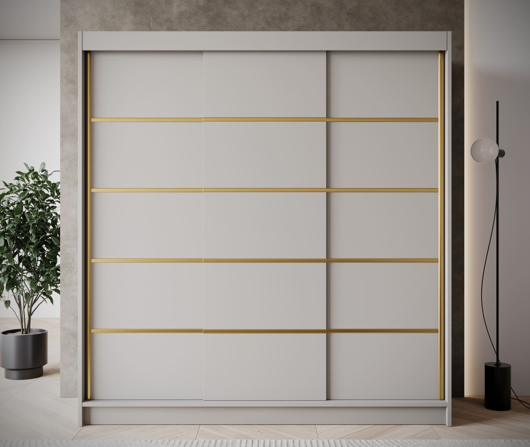 Eagle - Kledingkast met schuifdeuren - Beige - 200x58x215 cm