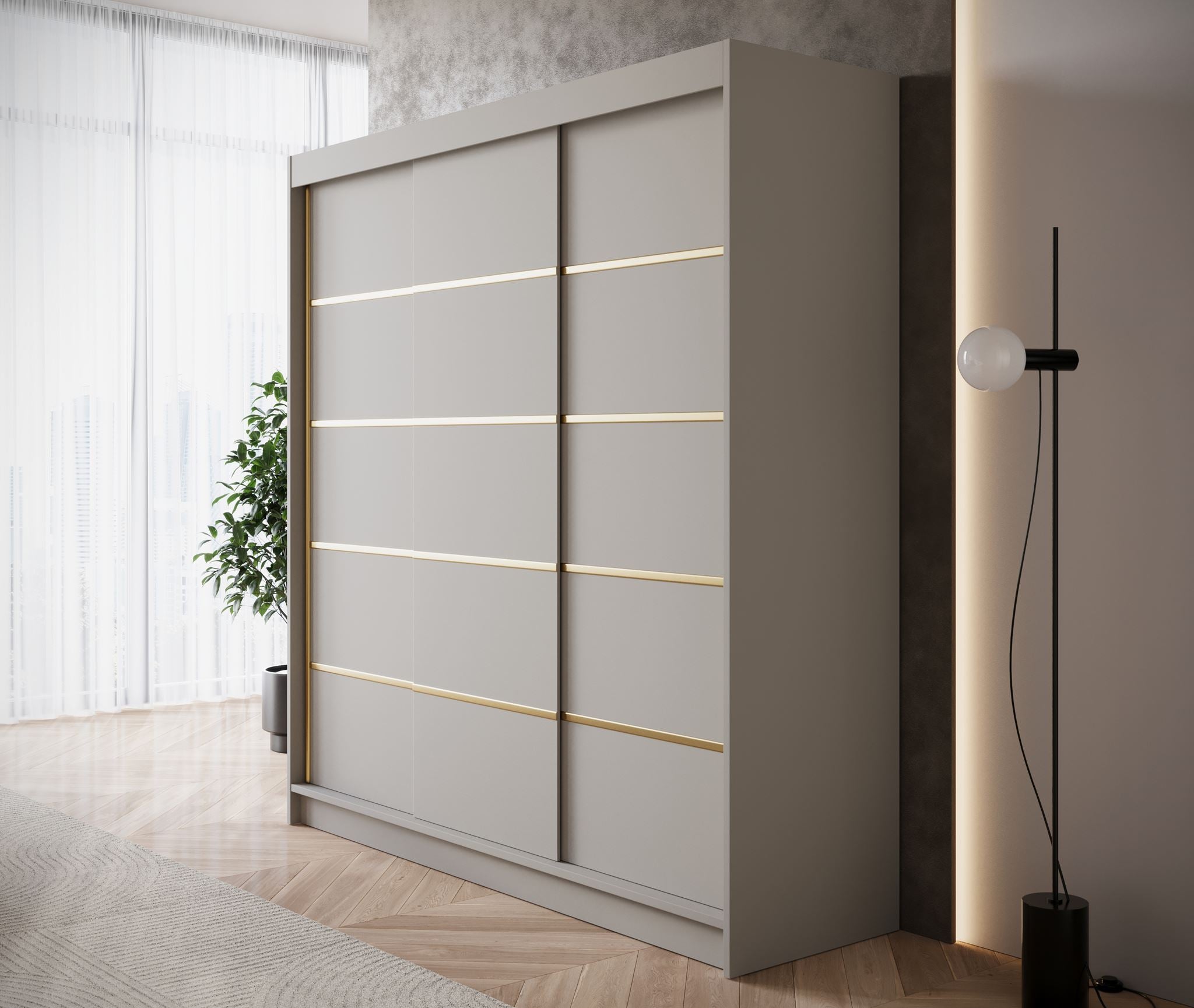Eagle - Kledingkast met schuifdeuren - Beige - 200x58x215 cm