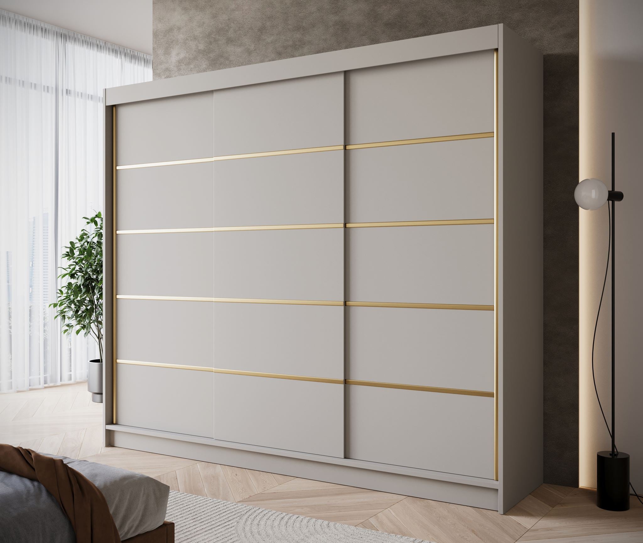Eagle - Kledingkast met schuifdeuren - Beige - 250x58x215 cm