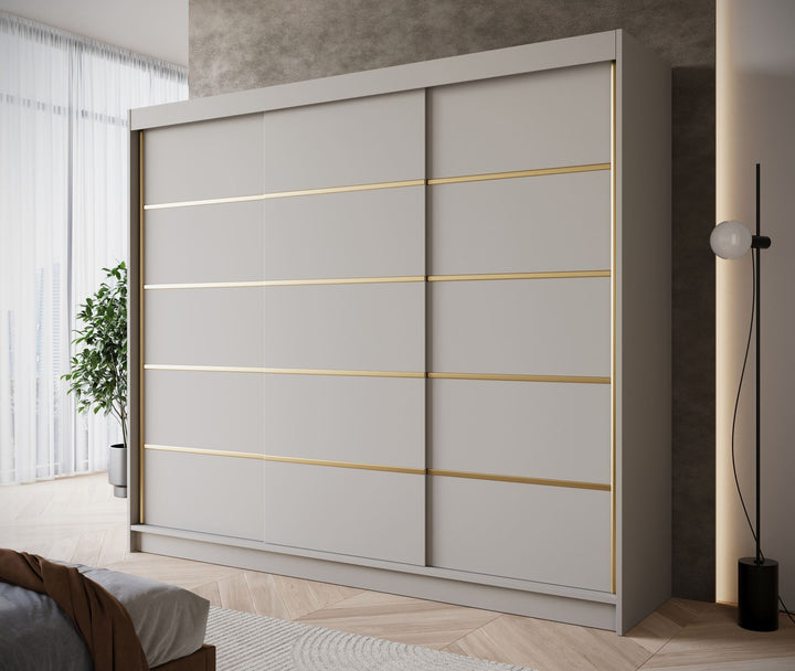 Eagle - Kledingkast met schuifdeuren - Beige - 250x58x215 cm
