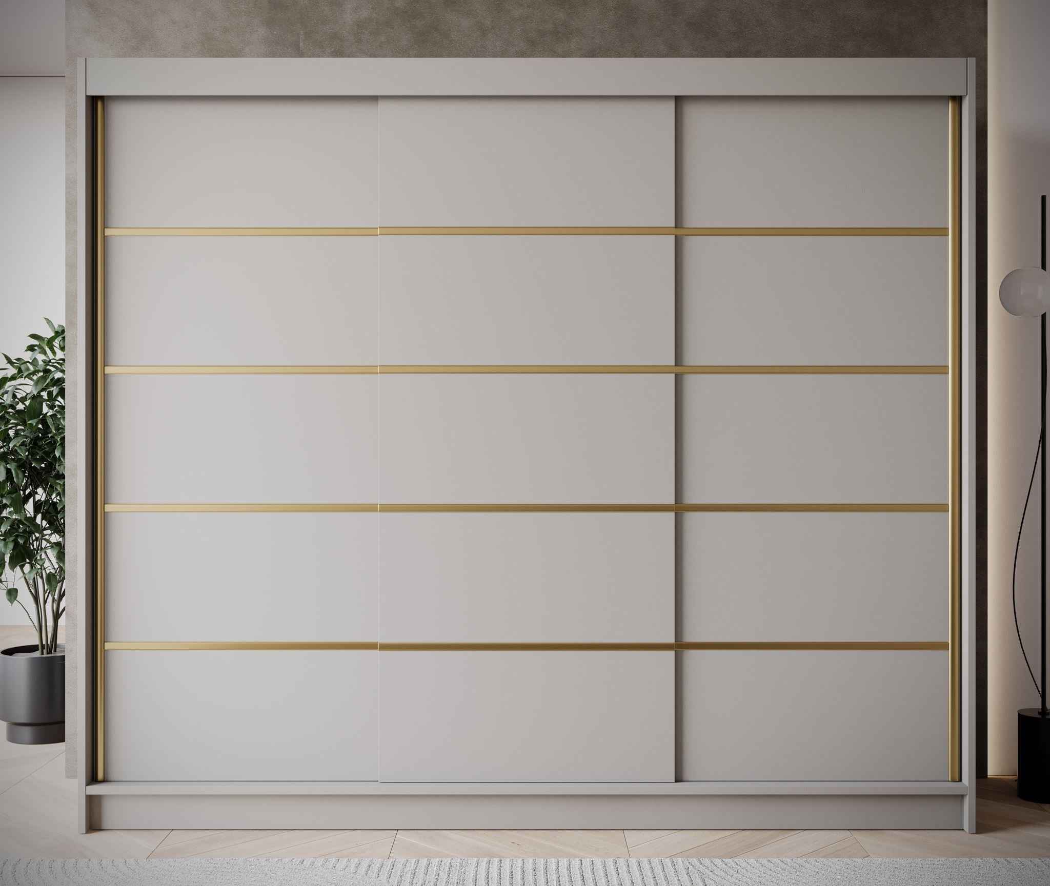Eagle - Kledingkast met schuifdeuren - Beige - 250x58x215 cm