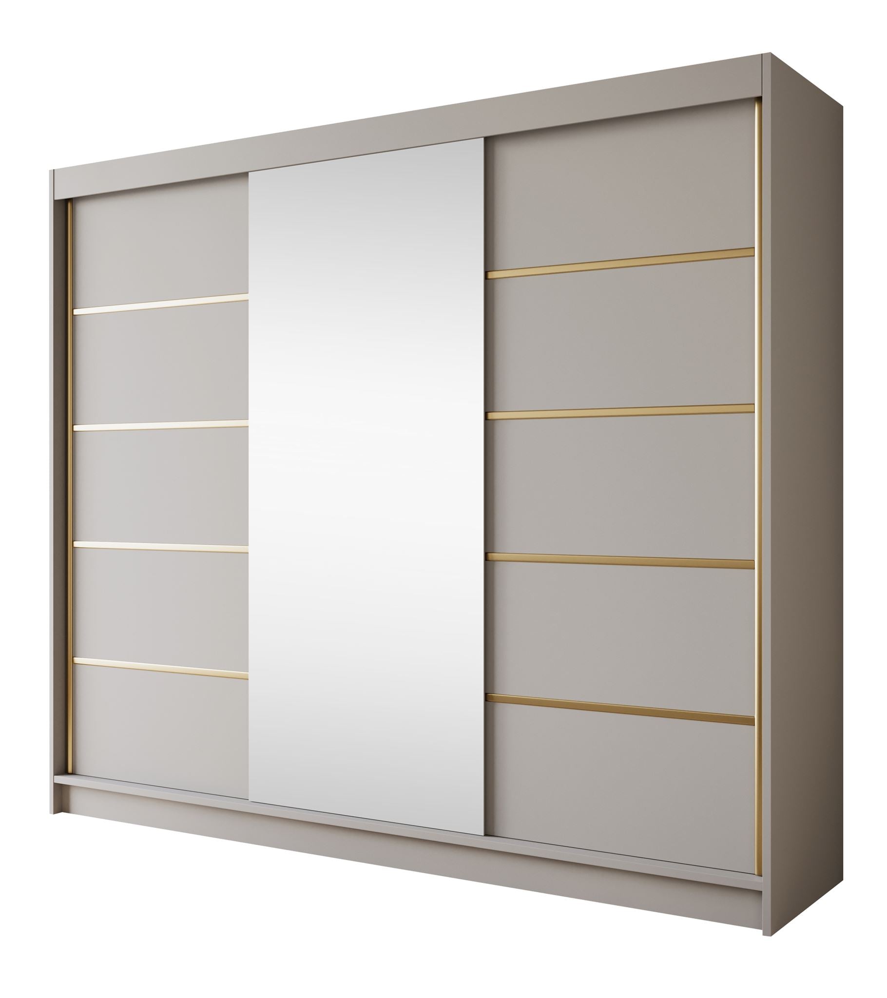 Eagle - Kledingkast met spiegel - Beige - 250x58x215 cm