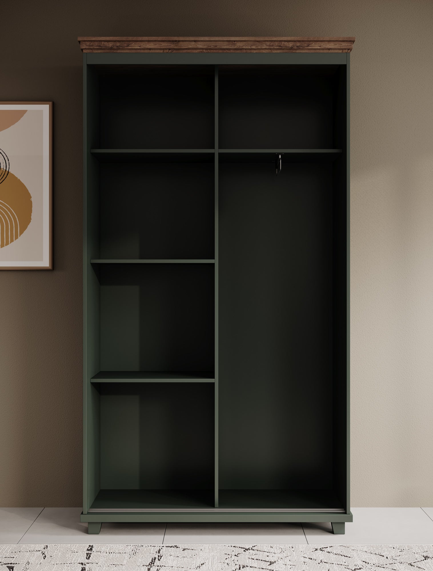 Eric - Kledingkast met schuifdeuren - Groen - 120x50x216 cm