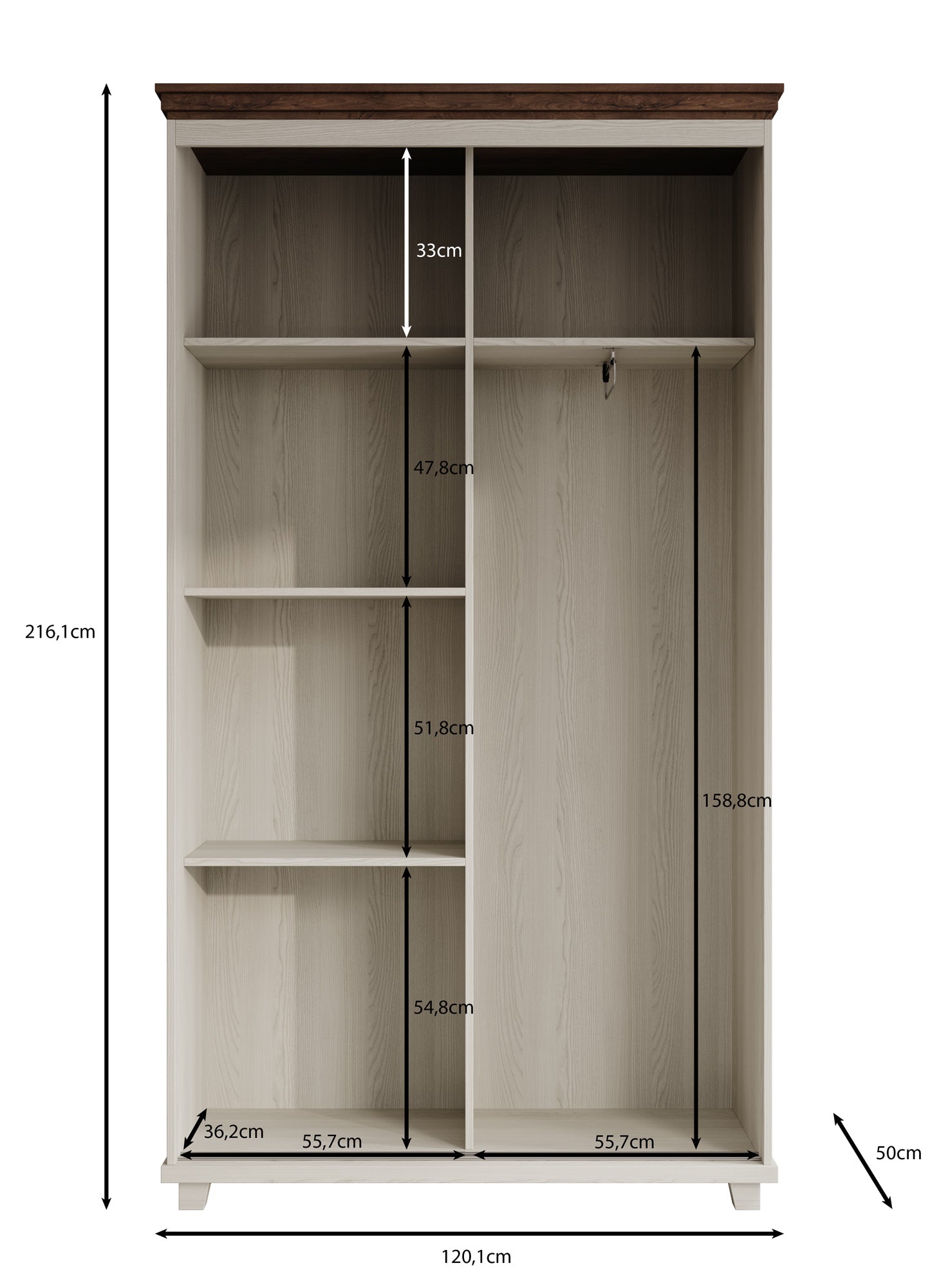 Eric - Kledingkast met schuifdeuren - Groen - 120x50x216 cm