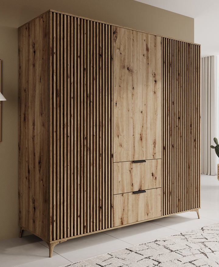 Evy - Kledingkast 3-deurs - Eiken - 185x60x192 cm