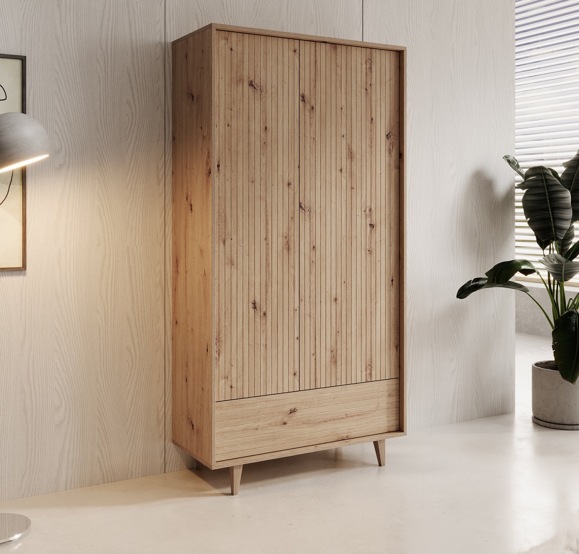 Fuzeta - Kledingkast 2-deurs - Eiken - 92x40x180 cm