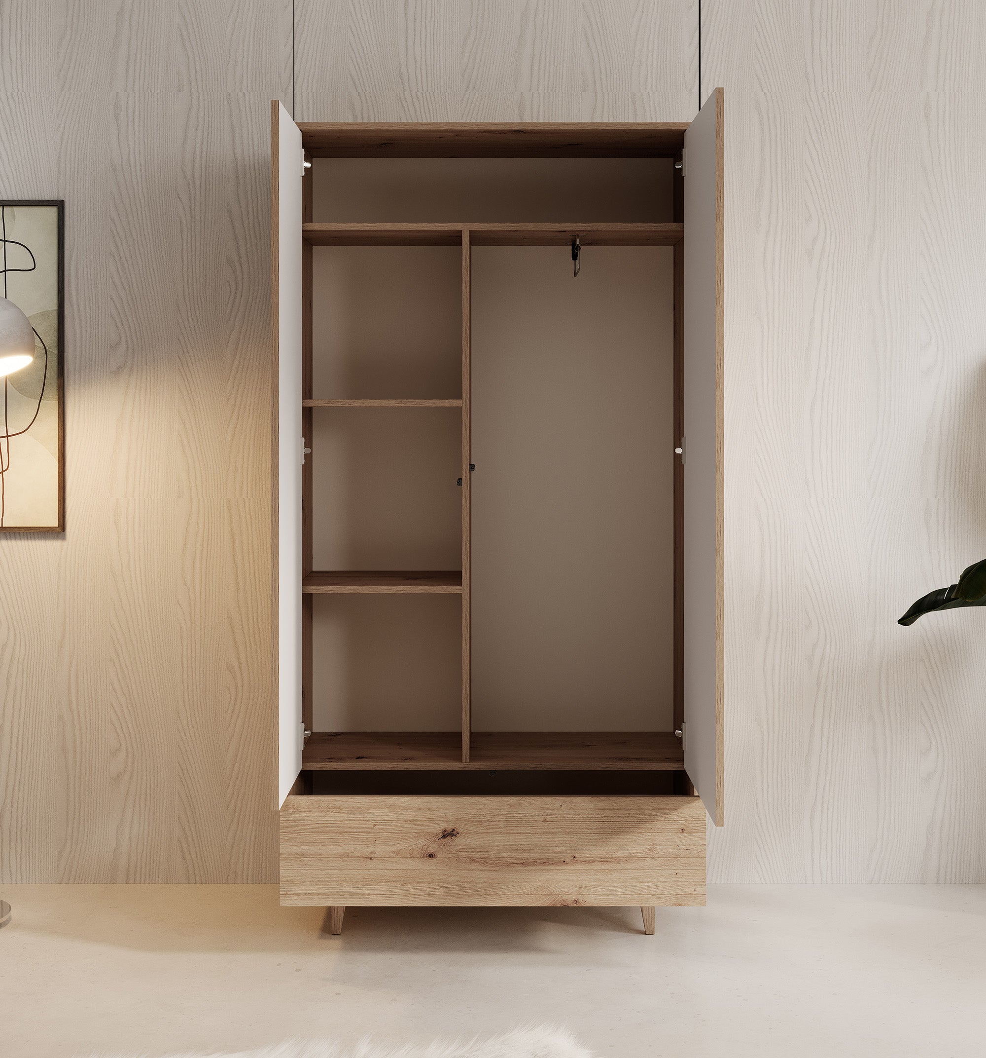 Fuzeta - Kledingkast 2-deurs - Eiken - 92x40x180 cm
