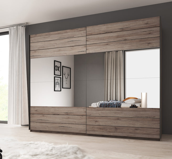 Gina - Kledingkast met schuifdeuren - Eiken - 270x61x210 cm