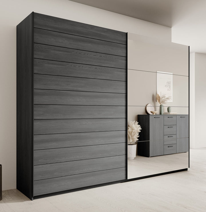 Gina - Kledingkast met schuifdeuren - Antraciet - 270x61x210 cm