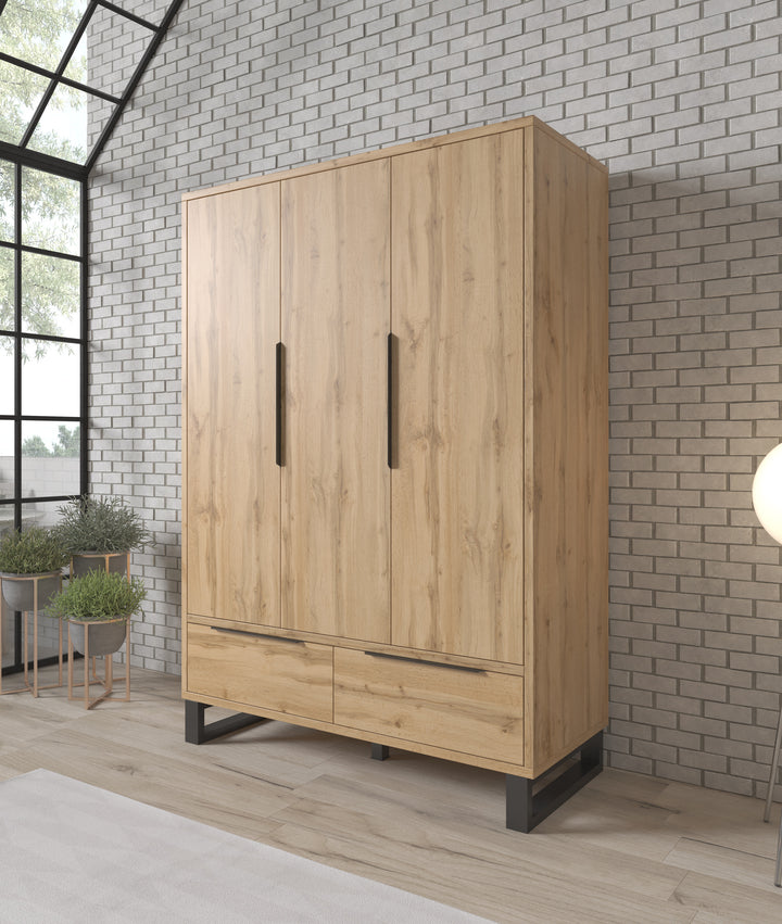 Harlow - Kledingkast 3-deurs - Eiken - 145x60x210 cm
