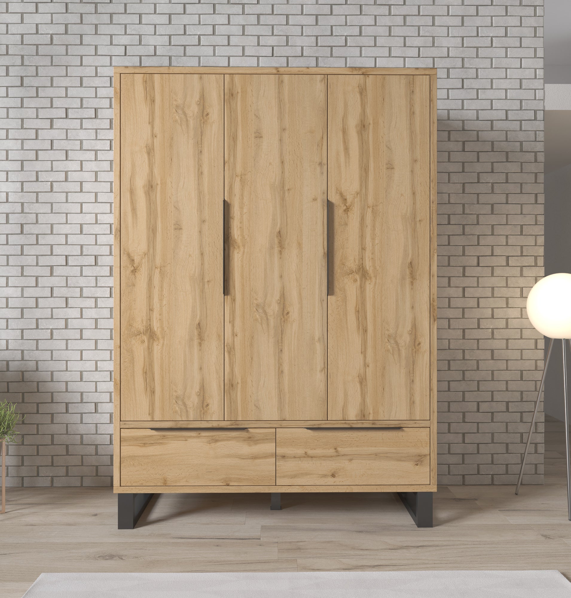Harlow - Kledingkast 3-deurs - Eiken - 145x60x210 cm