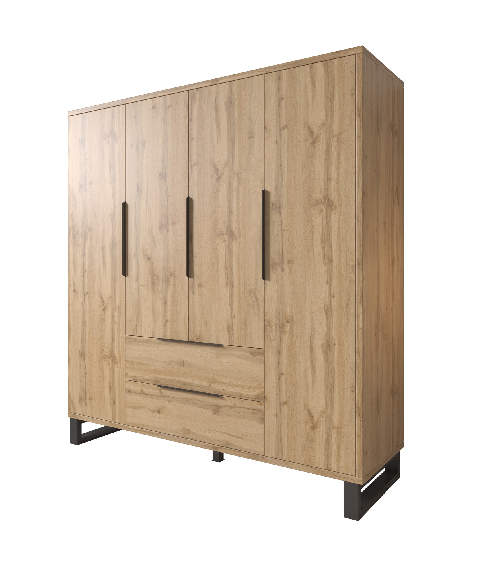 Harlow - Kledingkast 4-deurs - Eiken - 191x60x210 cm