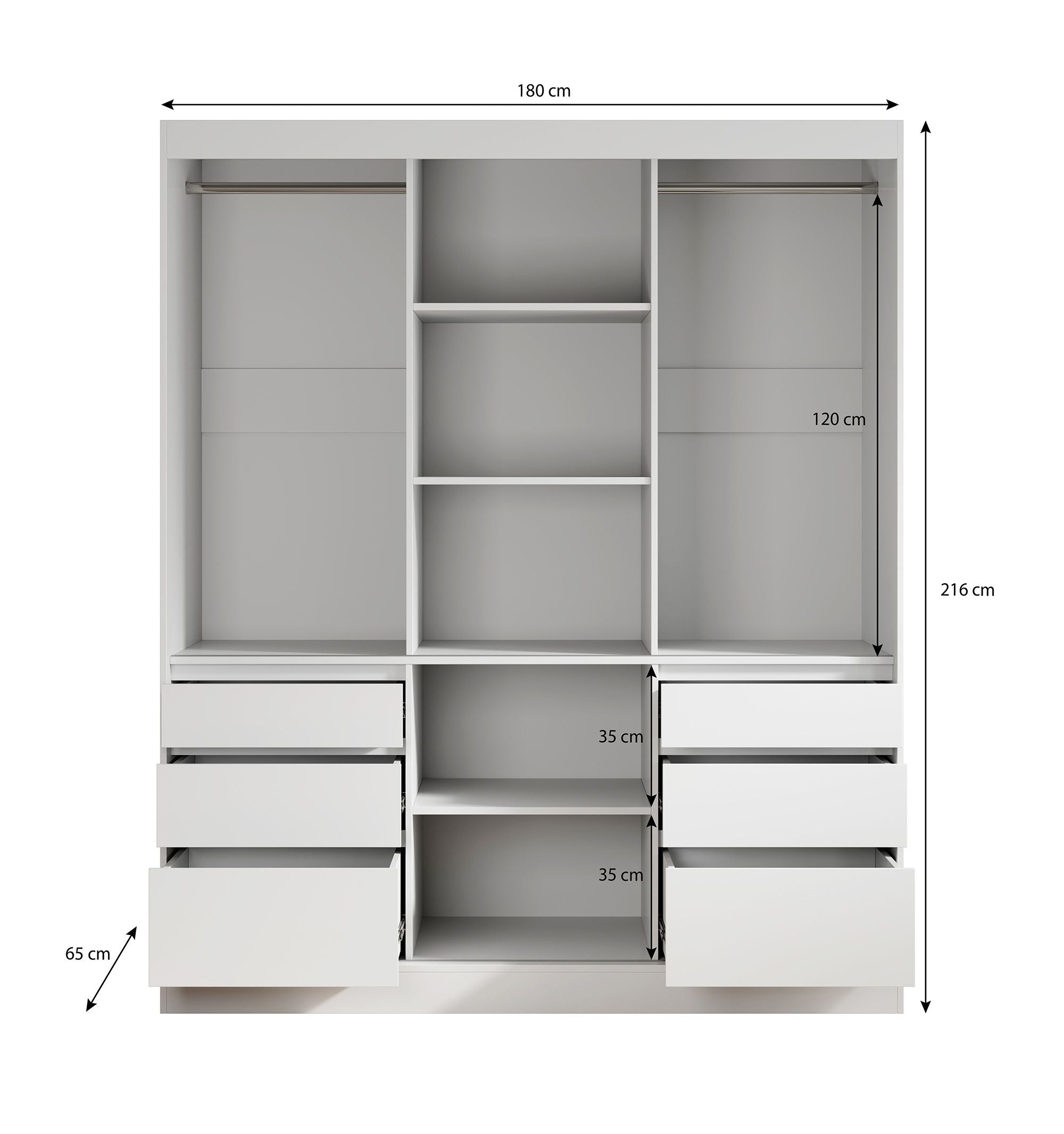 Henry - Kledingkast met schuifdeuren - Eiken/zwart - 180x65x216 cm