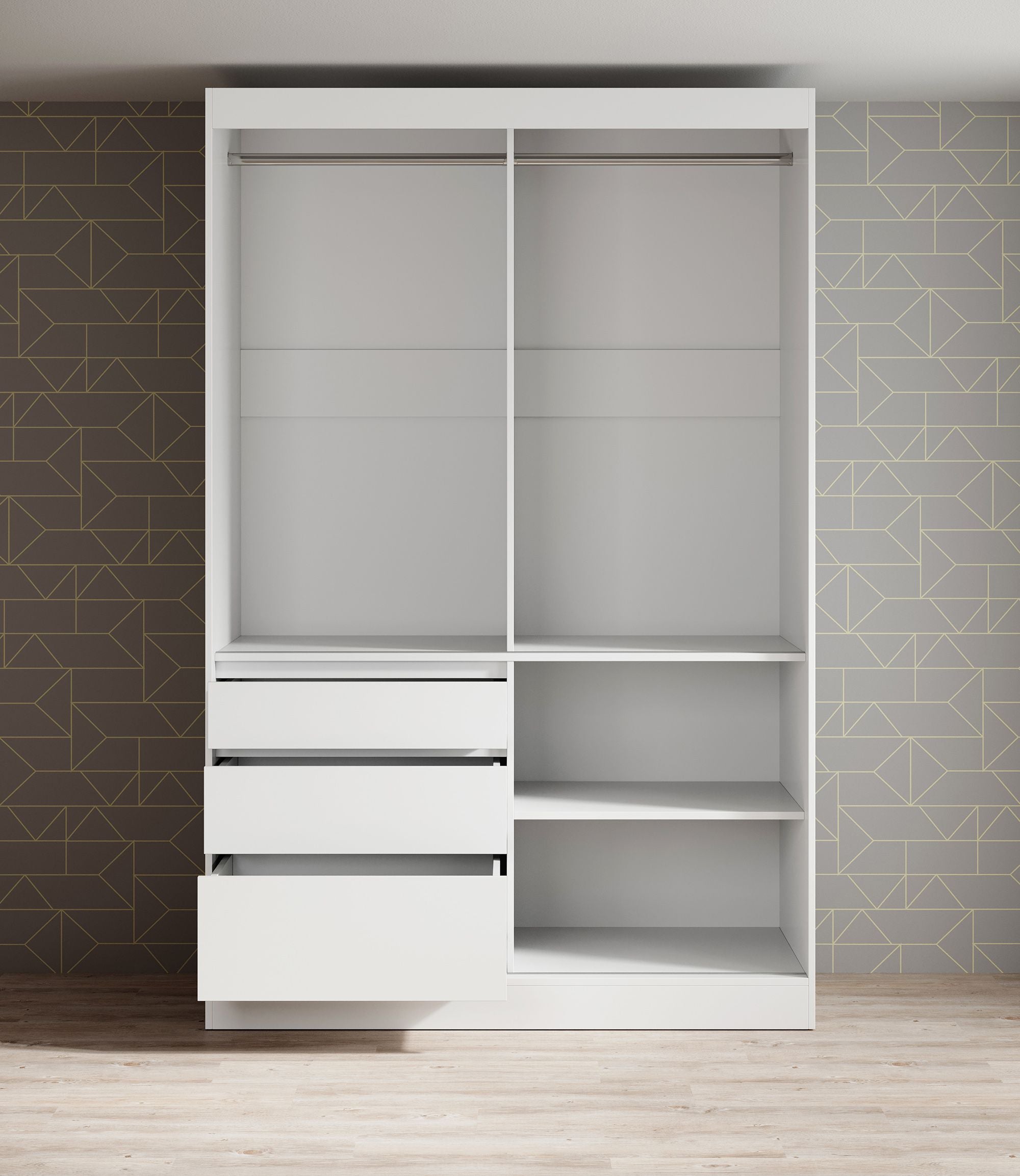 Henry - Kledingkast met schuifdeuren - Wit - 140x65x216 cm