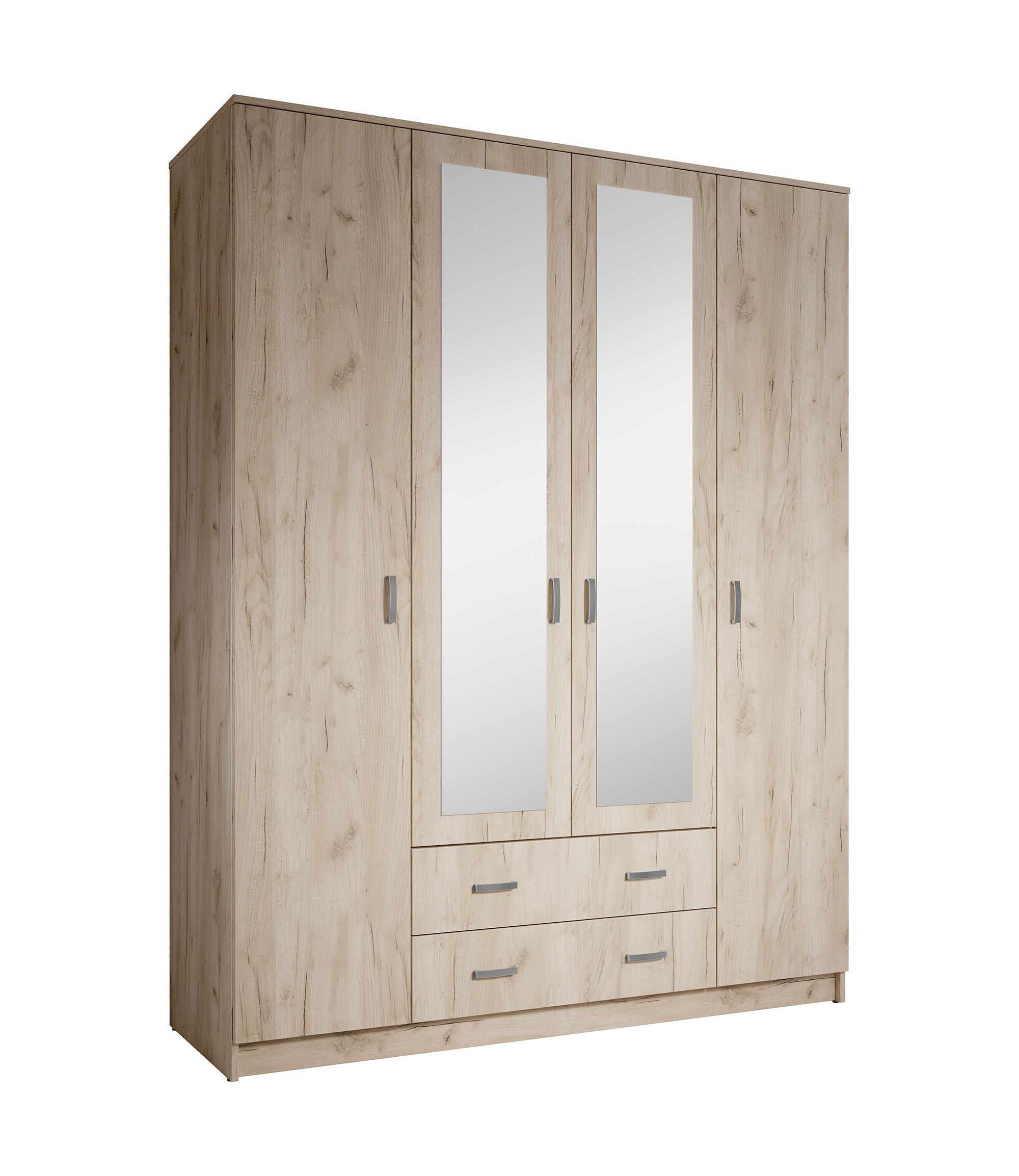 Hinto - Kledingkast 4-deurs - Grijs - 160x52x205 cm