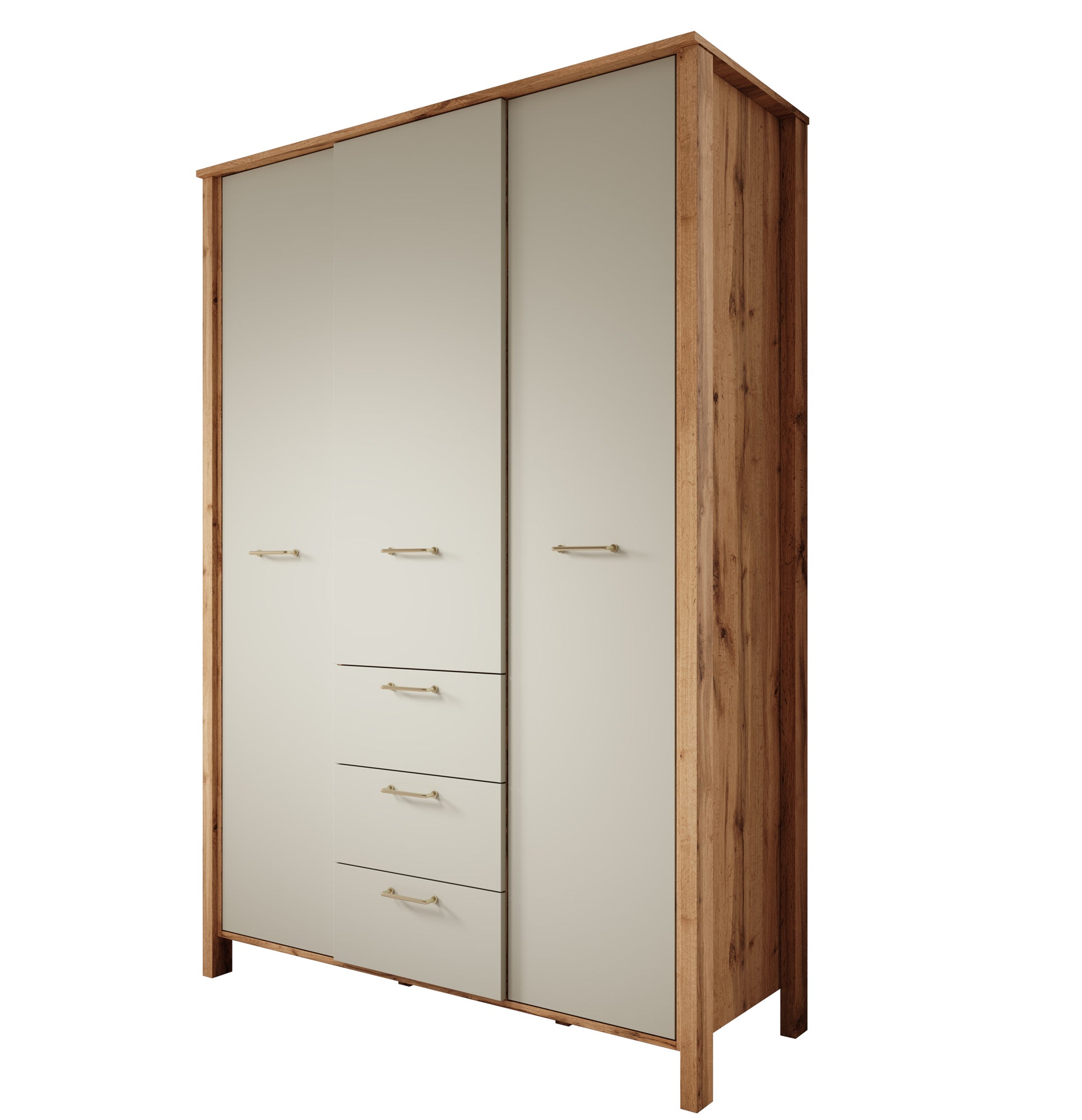 Isaac - Kledingkast 3-deurs - Beige - 138x53x199 cm