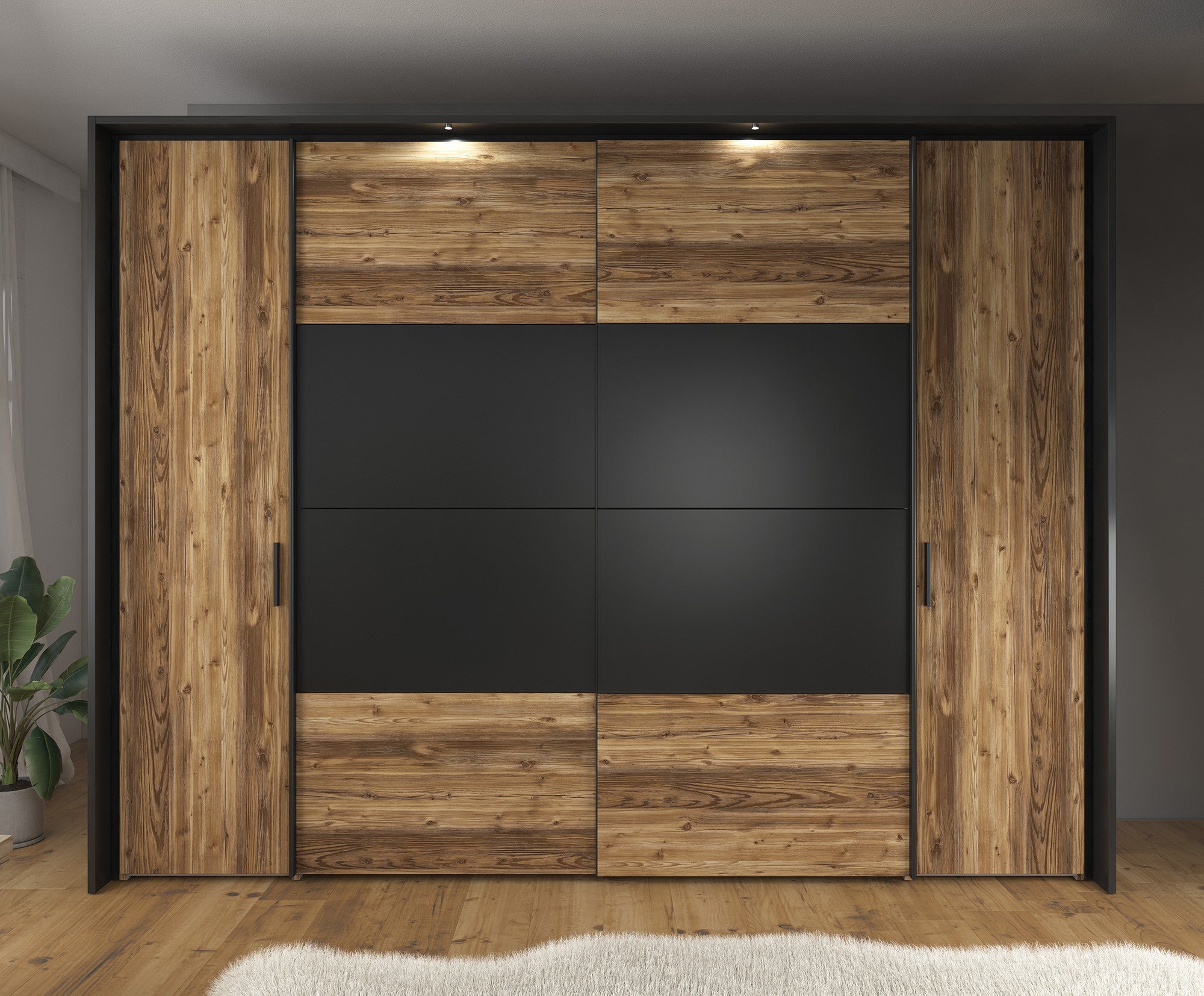 Jacob 2 - Slaapkamer - Zwart/Eiken - 180x200 cm - Groot