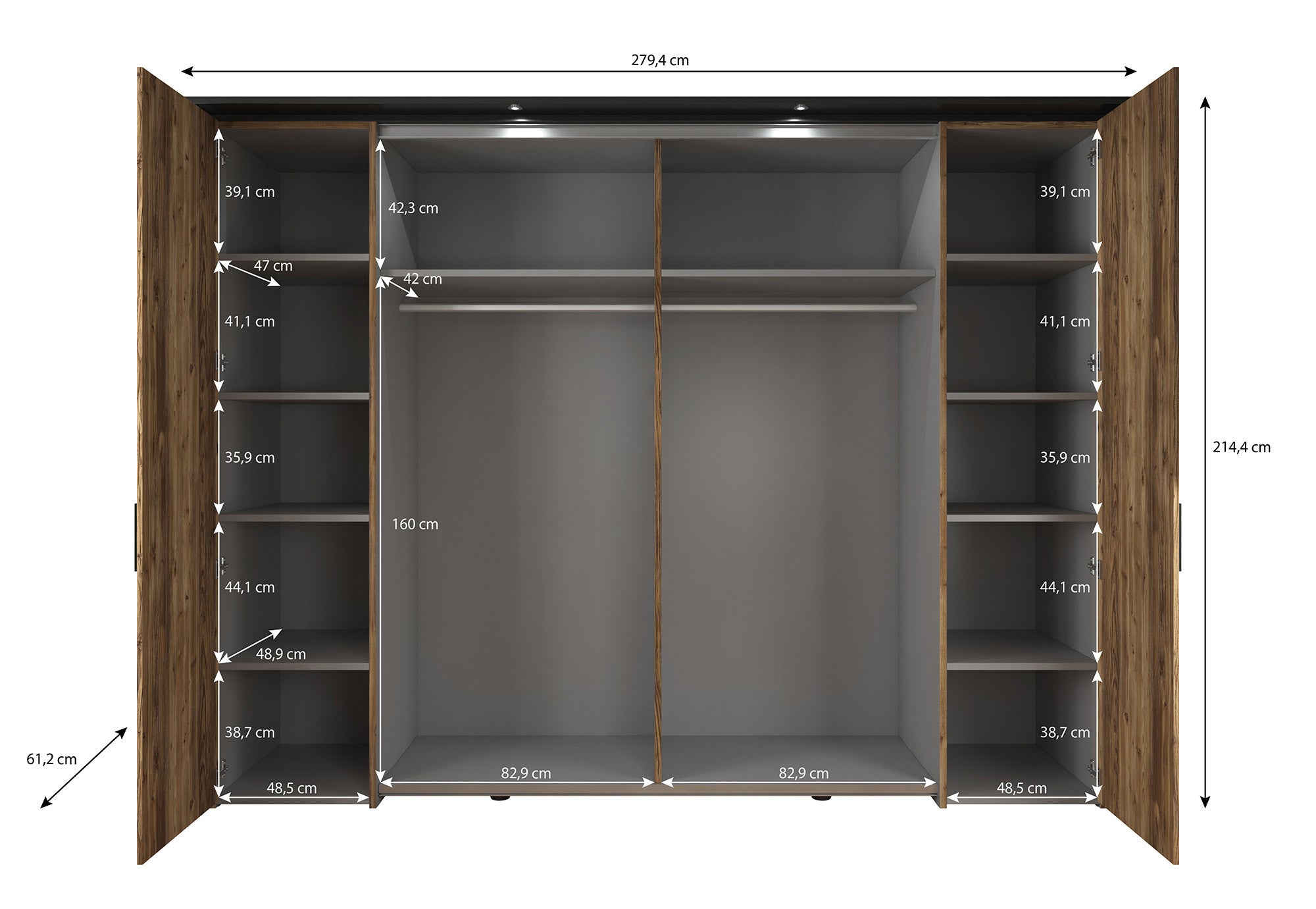 Jacob 2 - Slaapkamer - Zwart/Eiken - 180x200 cm - Groot