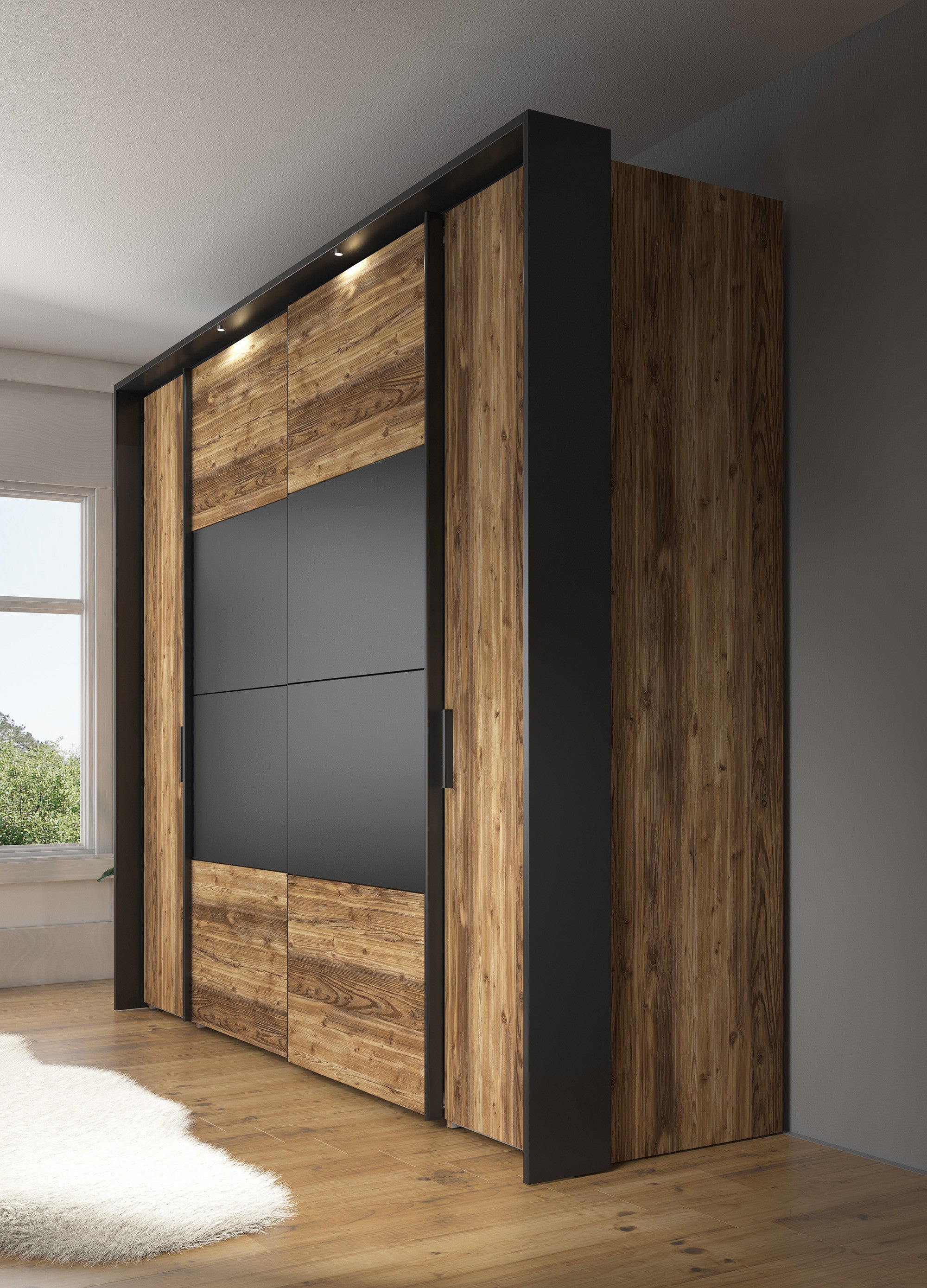 Jacob 2 - Slaapkamer - Zwart/Eiken - 180x200 cm - Groot