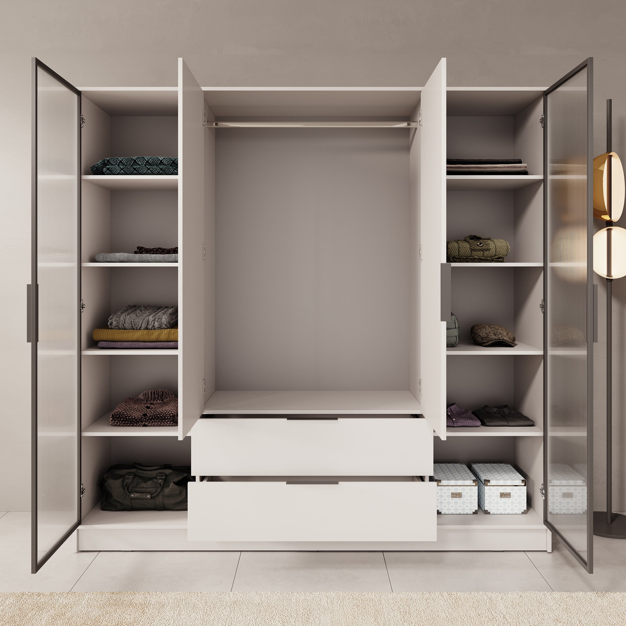 Kaden - Kledingkast 4-deurs - Beige