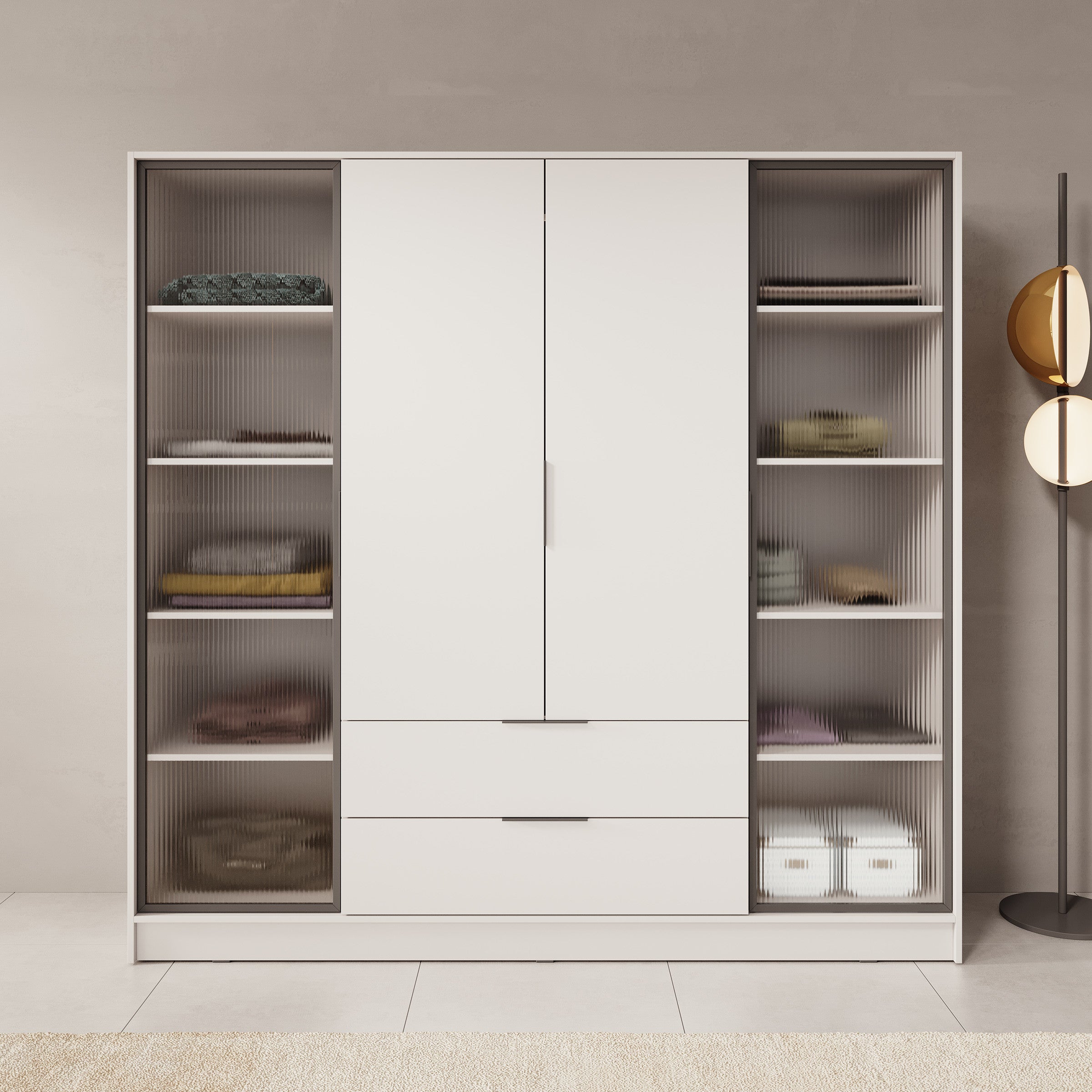 Kaden - Kledingkast 4-deurs - Beige