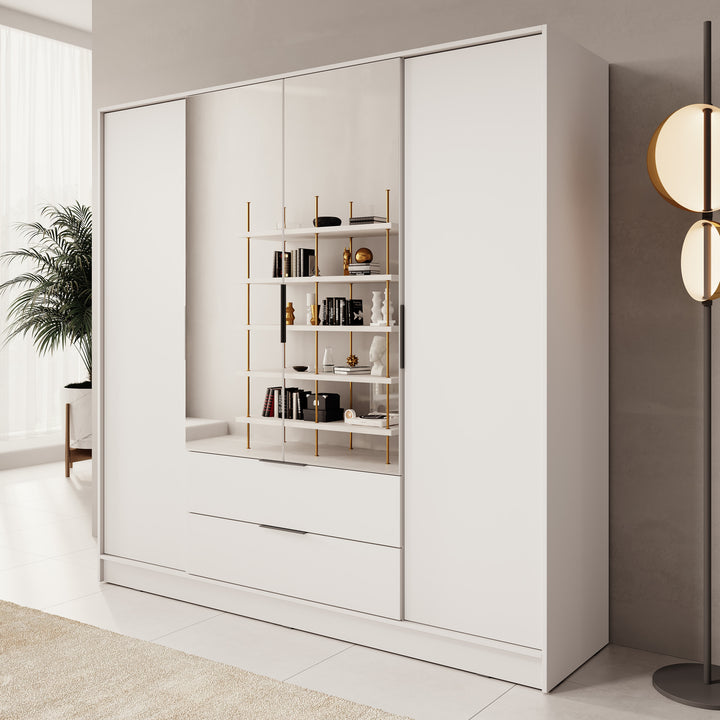 Kaelum - Kledingkast 4-deurs - Beige