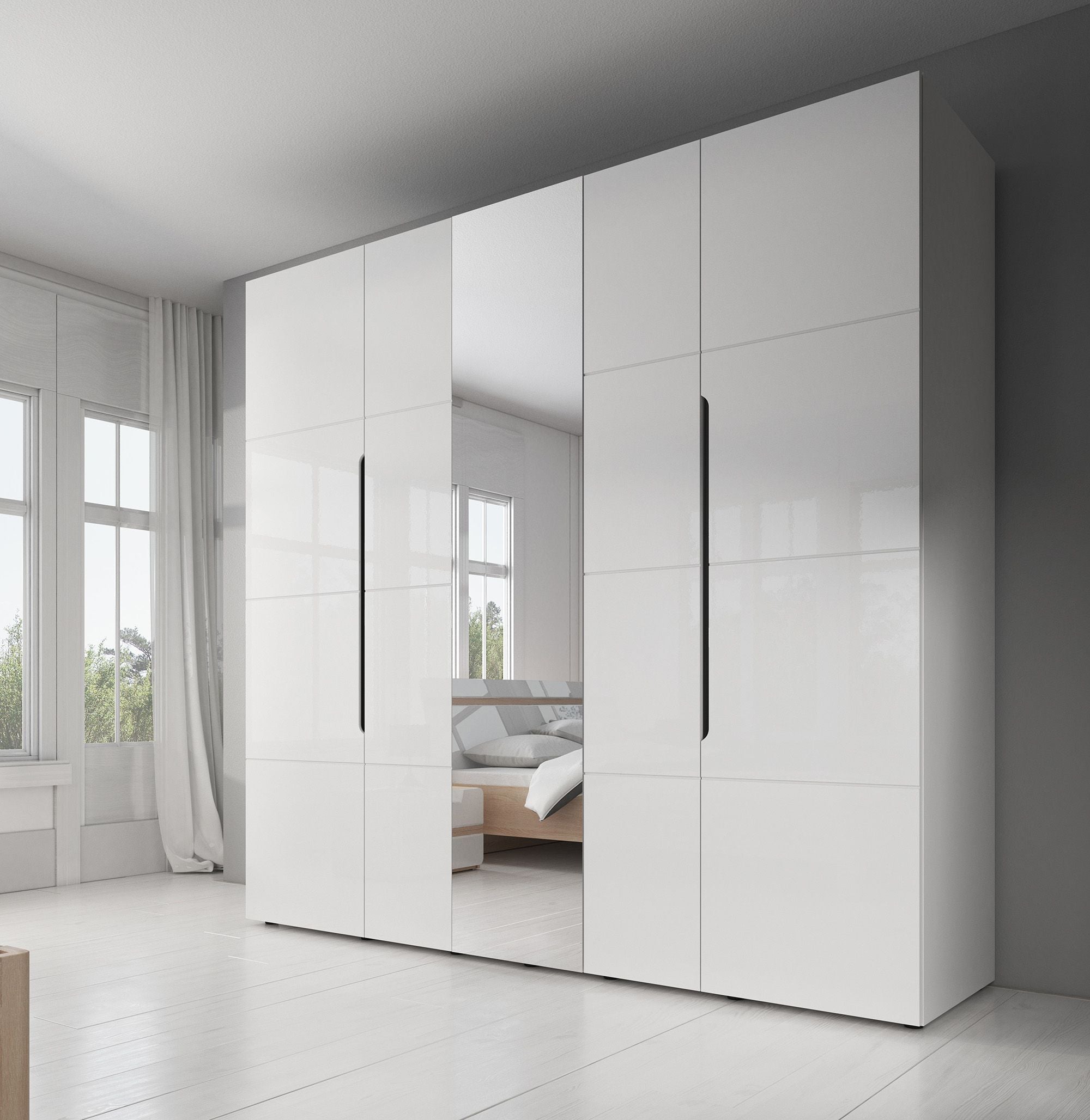 Kassidy - Kledingkast 4-deurs - Wit - 224x56x206 cm